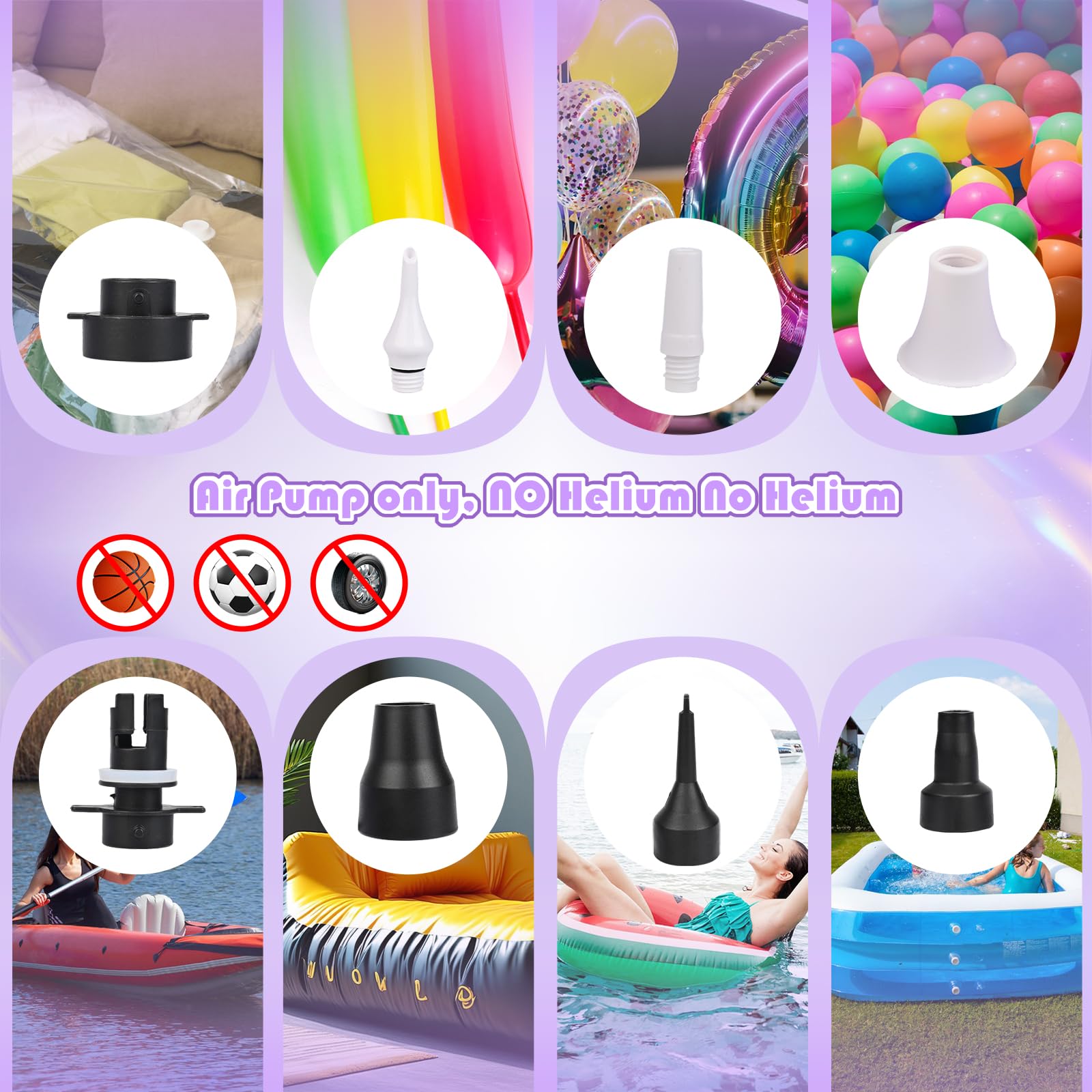 NuLink Balloon Pump 3-in-1 Electric Air Pump Dual Nozzle Blower for 260q Foil Latex Mylar Balloon