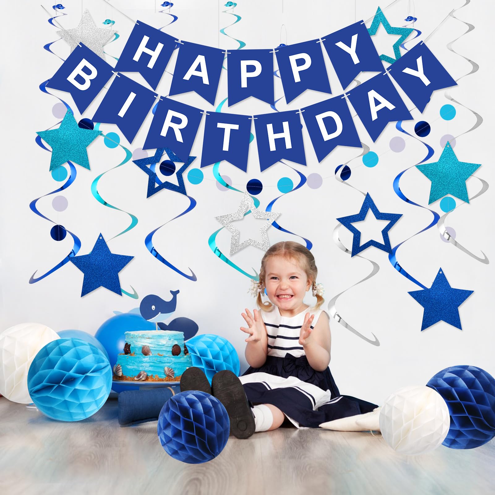 meowtastic Birthday Decorations Happy Birthday Banner with Honeycomb Balls