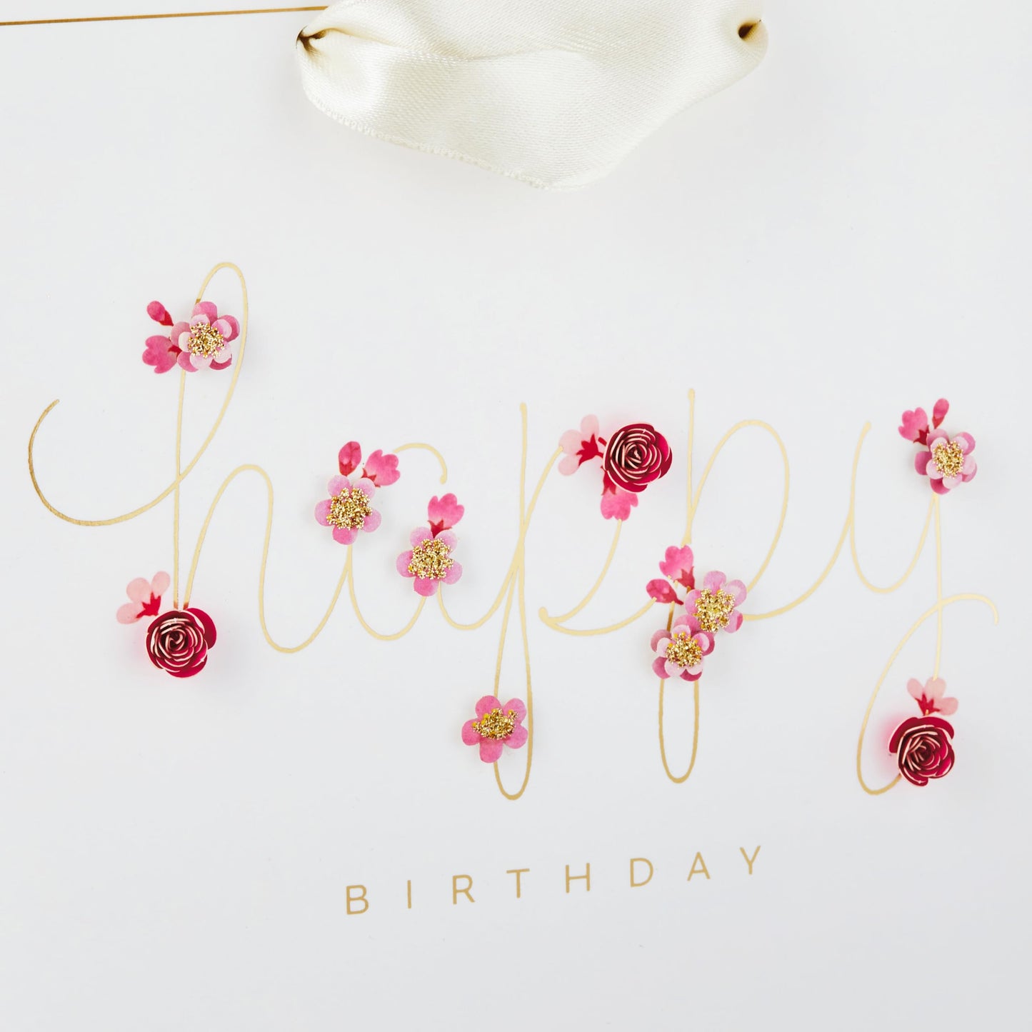 Hallmark Signature 7" Medium Birthday Gift Bag with Tissue Paper (Pink Flowers)