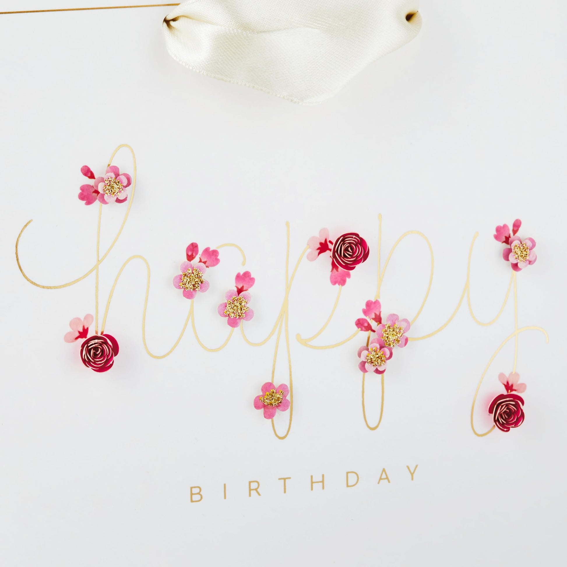 Hallmark Signature 7" Medium Birthday Gift Bag with Tissue Paper (Pink Flowers)