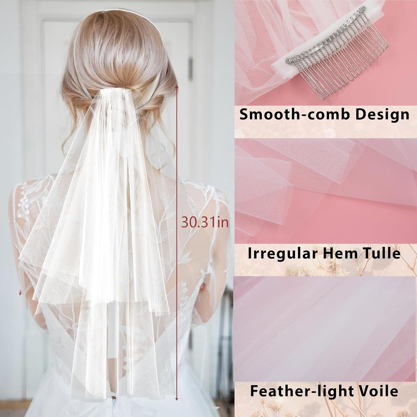 Lamyba 3pcs Bachelorette Party Decorations Bride Veil,Pearl Bride Fanny Pack&Pearl Bride Headband Bachelorette Party Favors/Accessories Bachelorette Gifts for Bride Bridal Shower Gifts