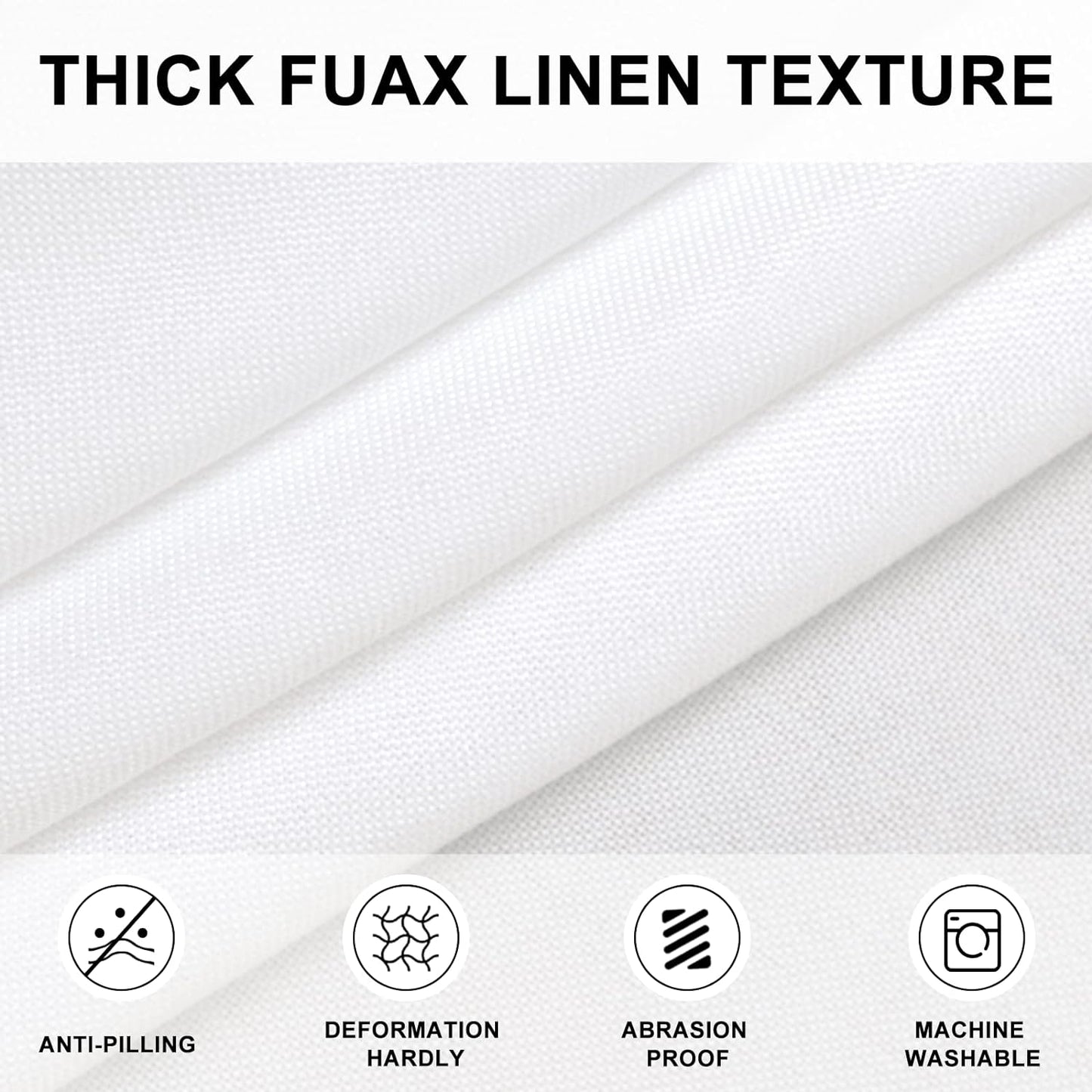 Hiasan Round Linen Tablecloth 70 Inch - Wrinkle and Stain Resistant Washable Polyester Fabric Table Cloth for Outdoor Dining Room Kitchen Party, White