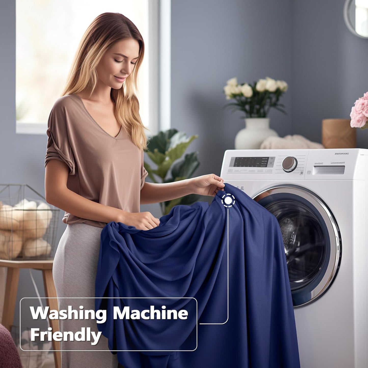 6 Pack Navy Blue Stretch Spandex Table Clothes for 6 Foot Rectangle Tables, 6FT Wrinkle Free Fitted Tablecloths Ruffles Design Table Cover for Party, Banquet, Wedding and Events