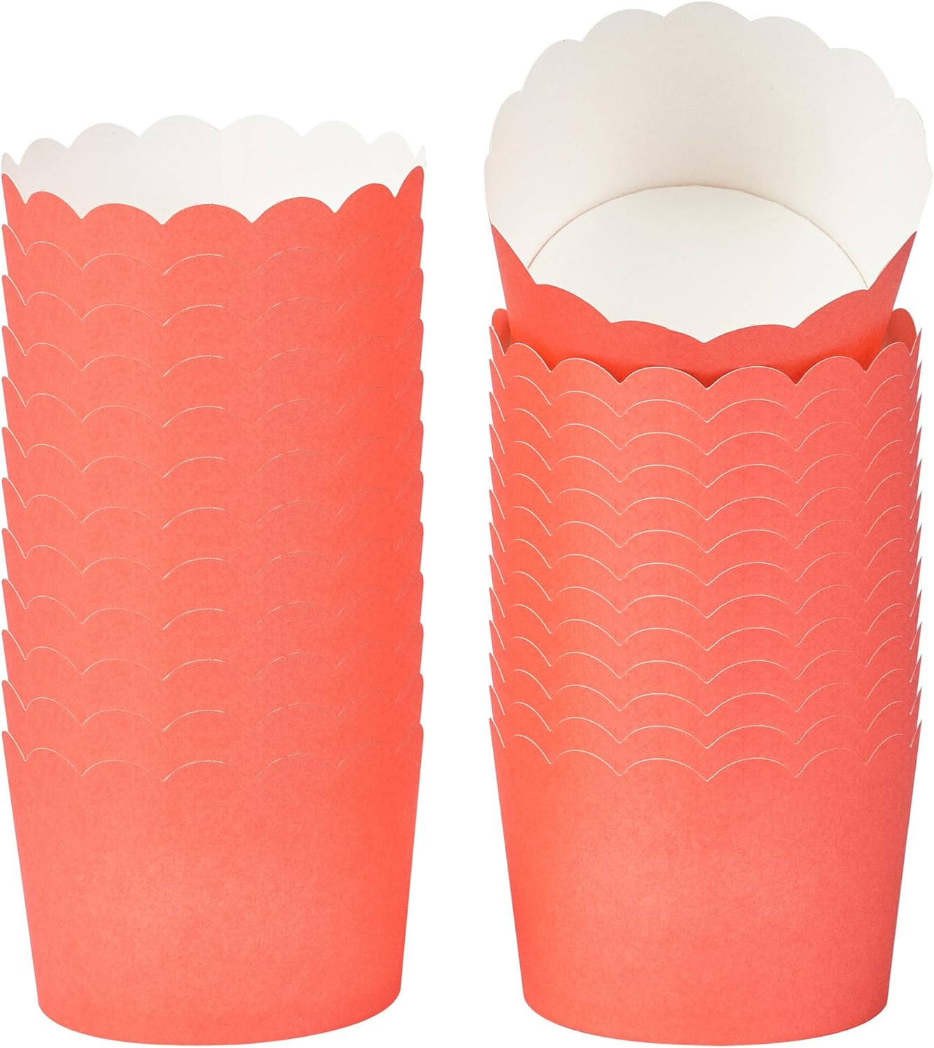 Panificio 10 Ounce Cupcake Wrappers, 200 Scalloped Baking Cups - Oven-Ready, Greaseproof, Red Paper Cupcake Liners, Disposable, For Birthdays, Baby Showers, Or Weddings - Restaurantware