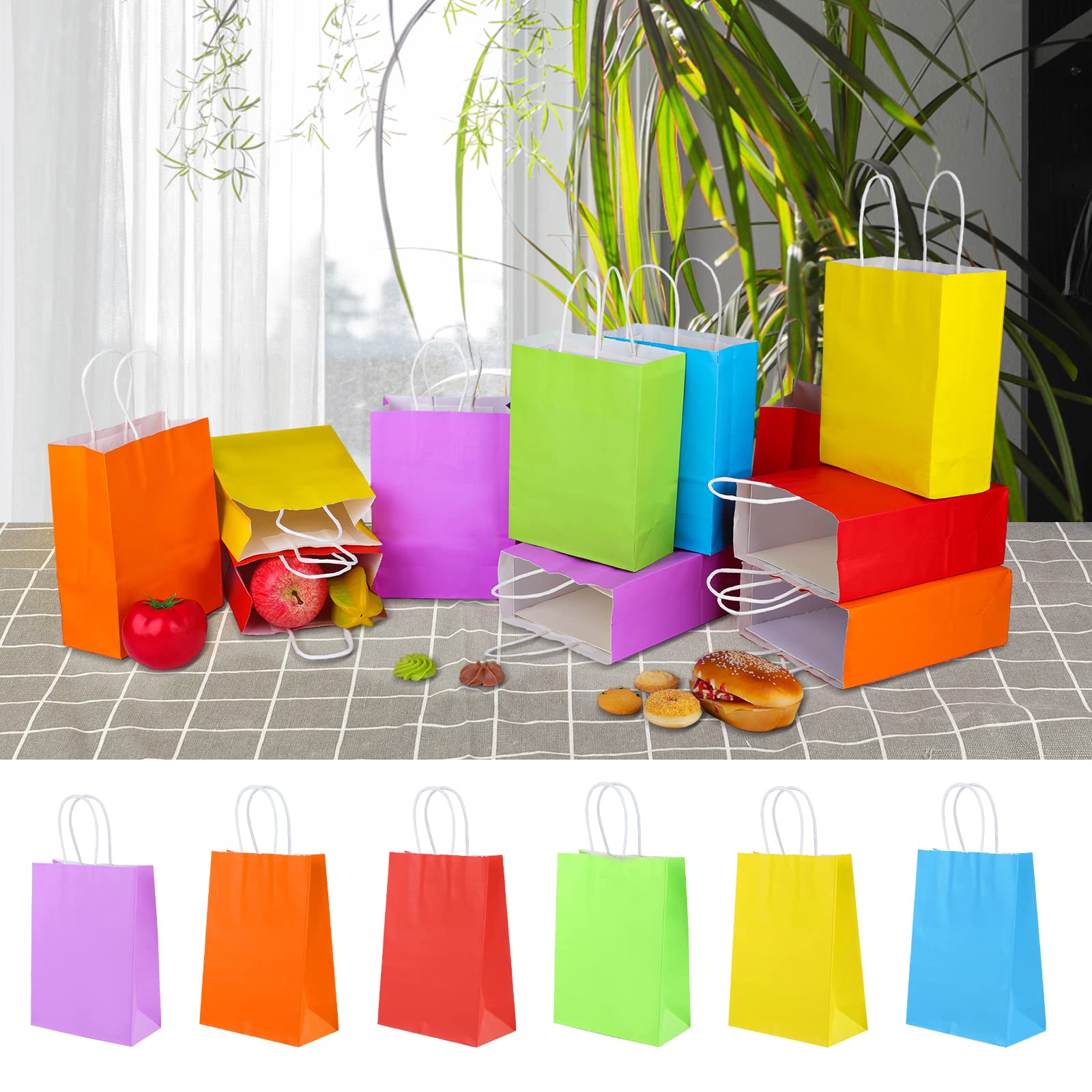 XPCARE 32Pcs Paper Gift Bags 5.25x3.25x8.25'' Kraft Paper Party Favor Bags