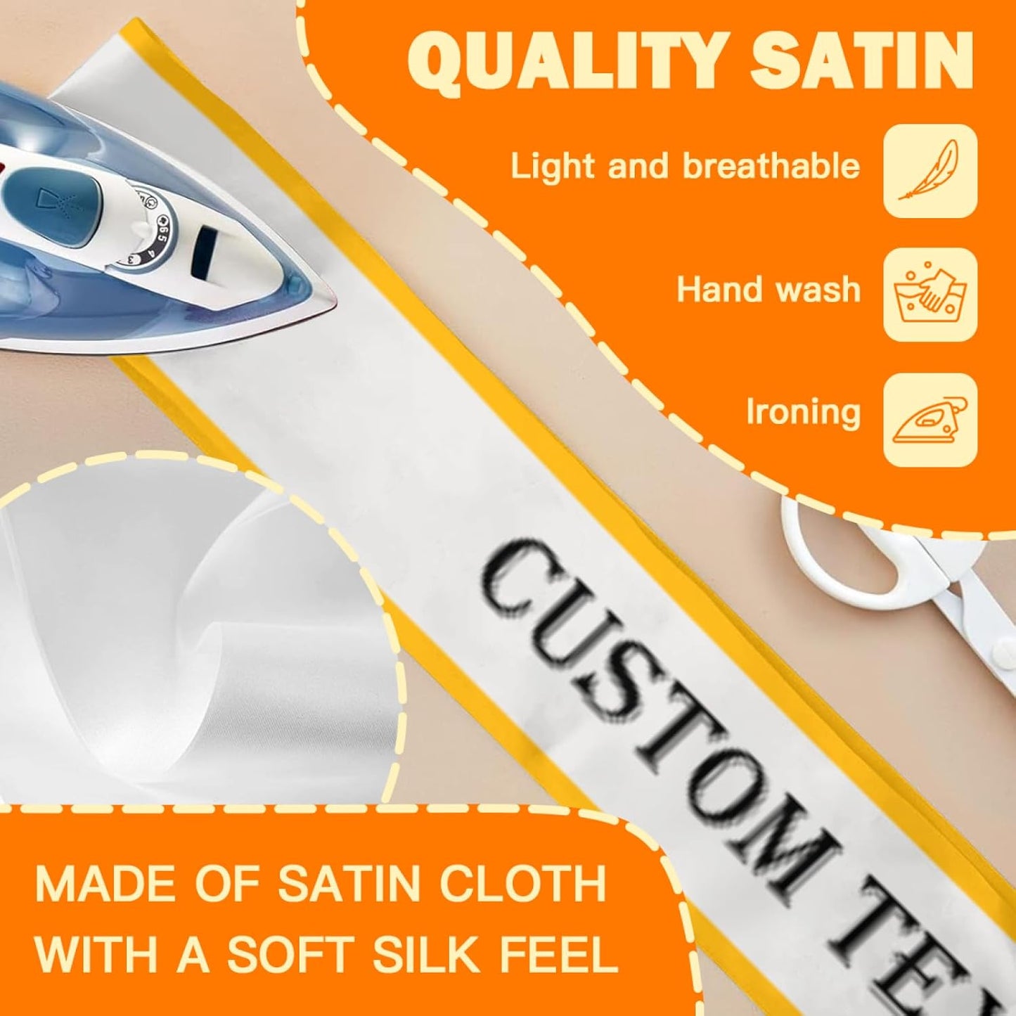 Custom Sash,Personalized Birthday Sash with Text Photo,Customized Bachelorette Sash Quote Sash Bride to Be Sash Color Optional (With decorative edge, Light Sliver)