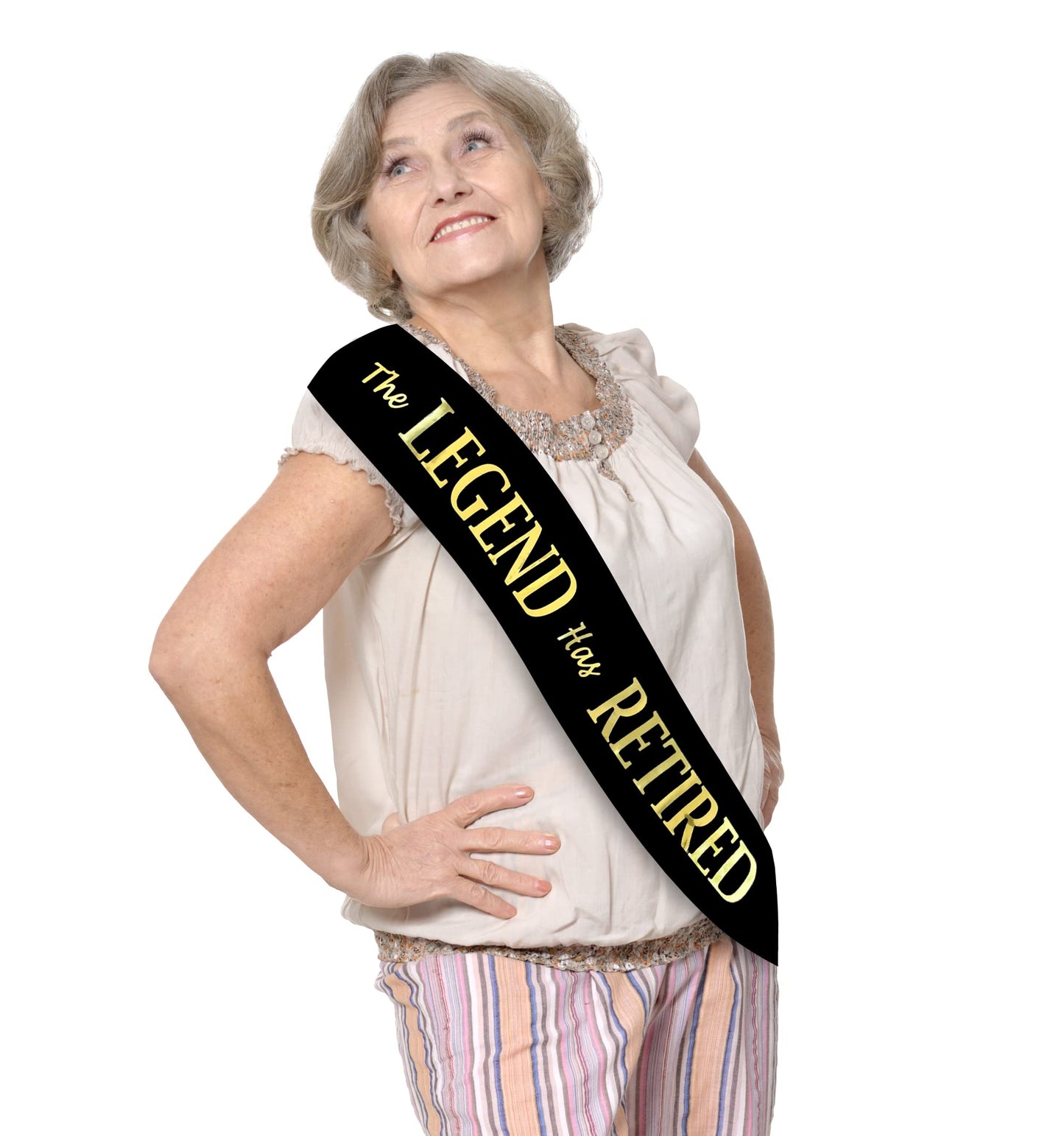 JPACO The Legend Has Retired Sash – Elegant Black and Gold Foil Legendary Sash for Both Women and