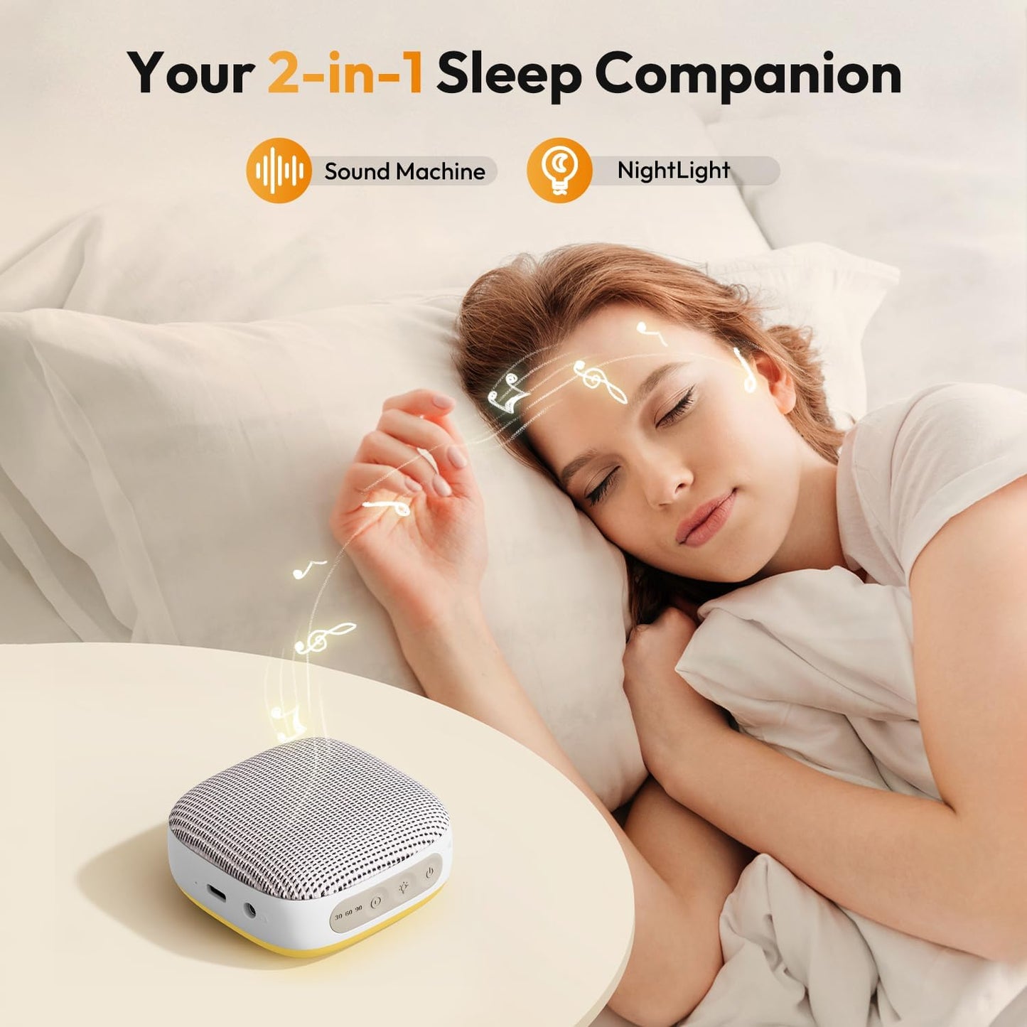 Portable Sound Machine for Travel, White Noise Sound Machine for Sleeping, 52-Hour Lasting Mini Noise Machine with 21 Quality Non-looping Sounds, Headphone Jack, Memory, Timer for Adults,Hotel (Khaki)