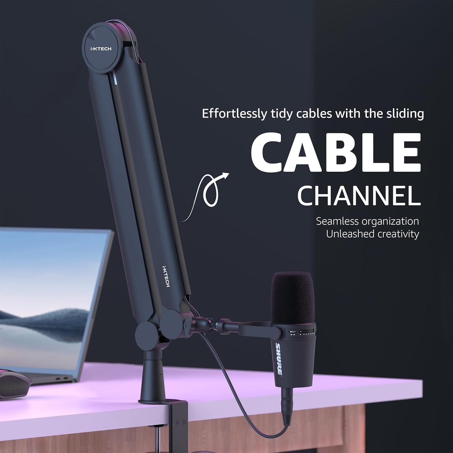 IXTECH Mic Arm Boom Arm 360° Rotatable Microphone Boom Arm Mic Boom Arm with Desk Mount, Fully Adjustable, for Podcast, Video, Gaming, Radio, Studio Recording, Sturdy and Universal VALIANT Pro