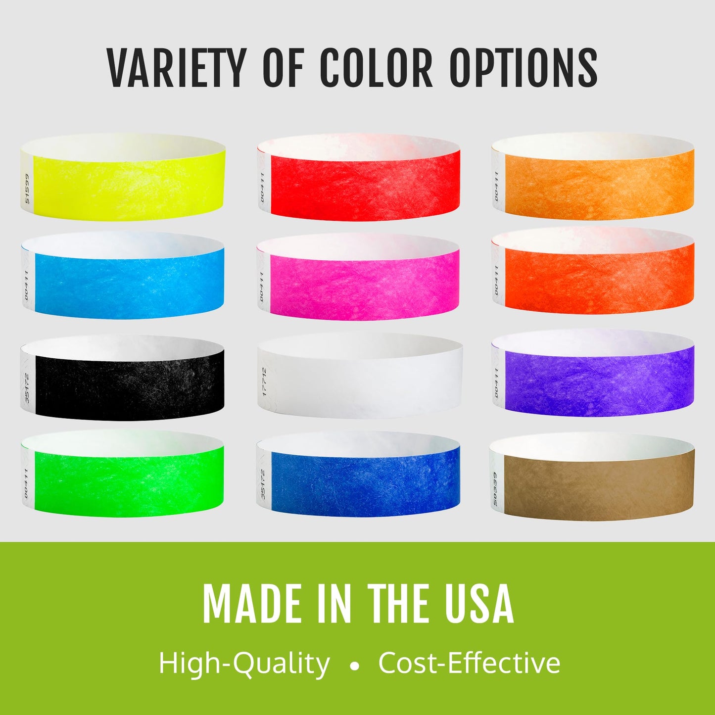 1,000 WristCo Neon Green Tyvek Wristbands for Events - Tamper-Proof Design