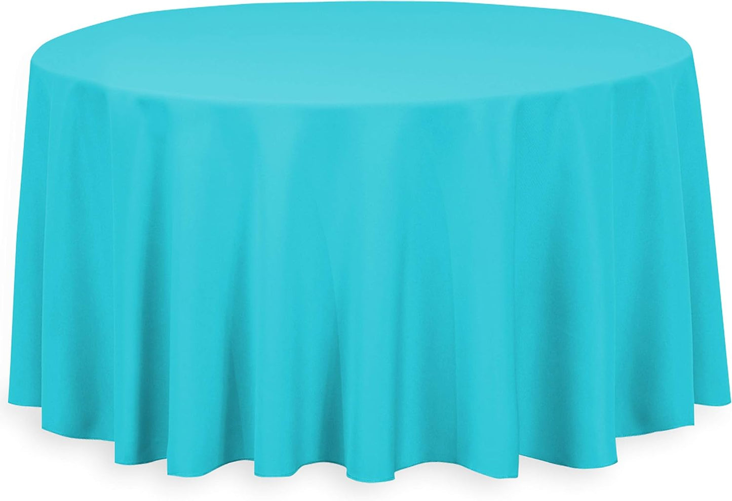 LTC LINENS Tablecloth - 120 Inch Round Tablecloths for Circular Table Cover in Turquoise Washable Polyester Fabric- Great for Buffet Table, Parties