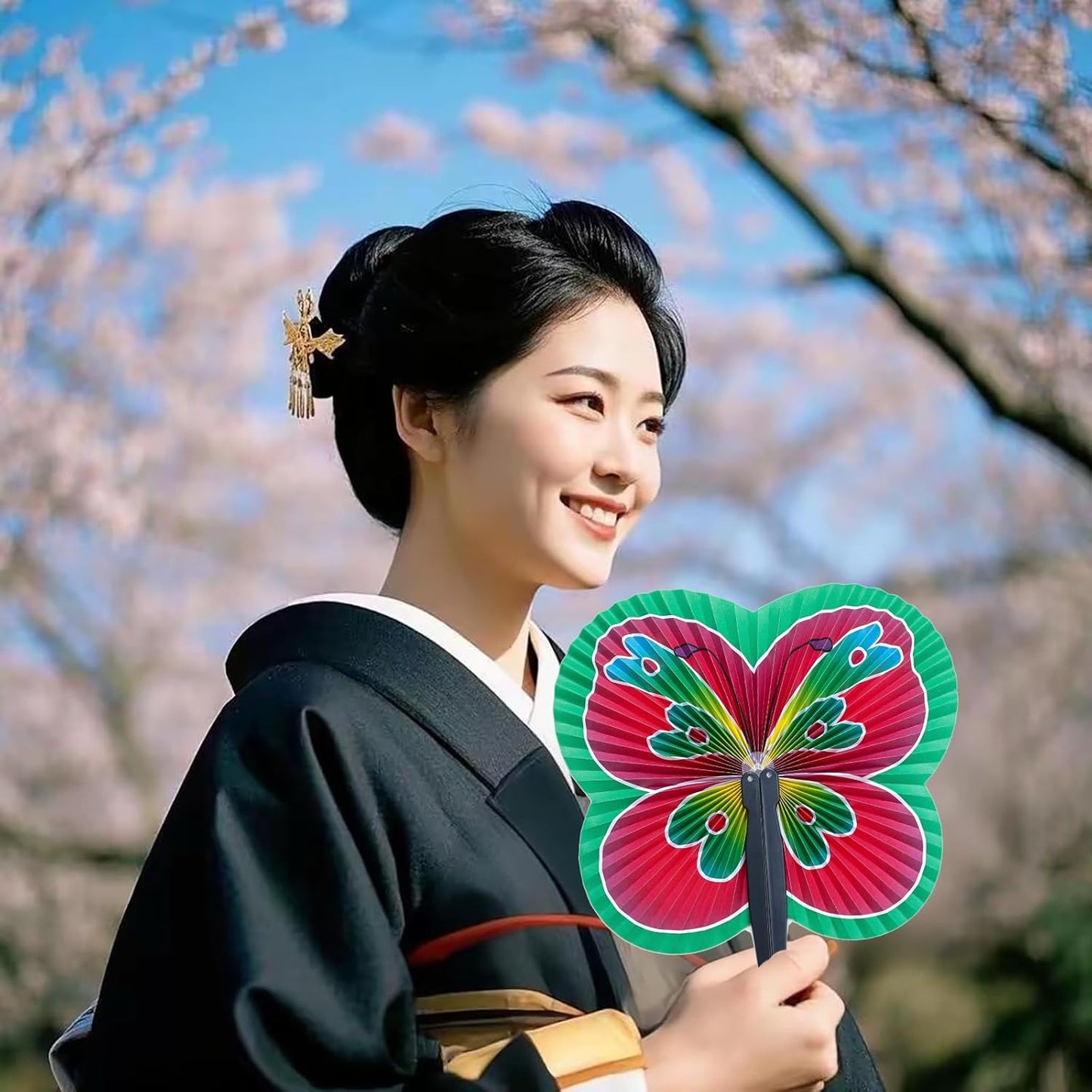 12 Pieces Folding Hand Paper Fans Handheld,Butterfly Decorations Accordion Fans Bulk for Festival Wedding Party Dancing Birthday Favors Decorations