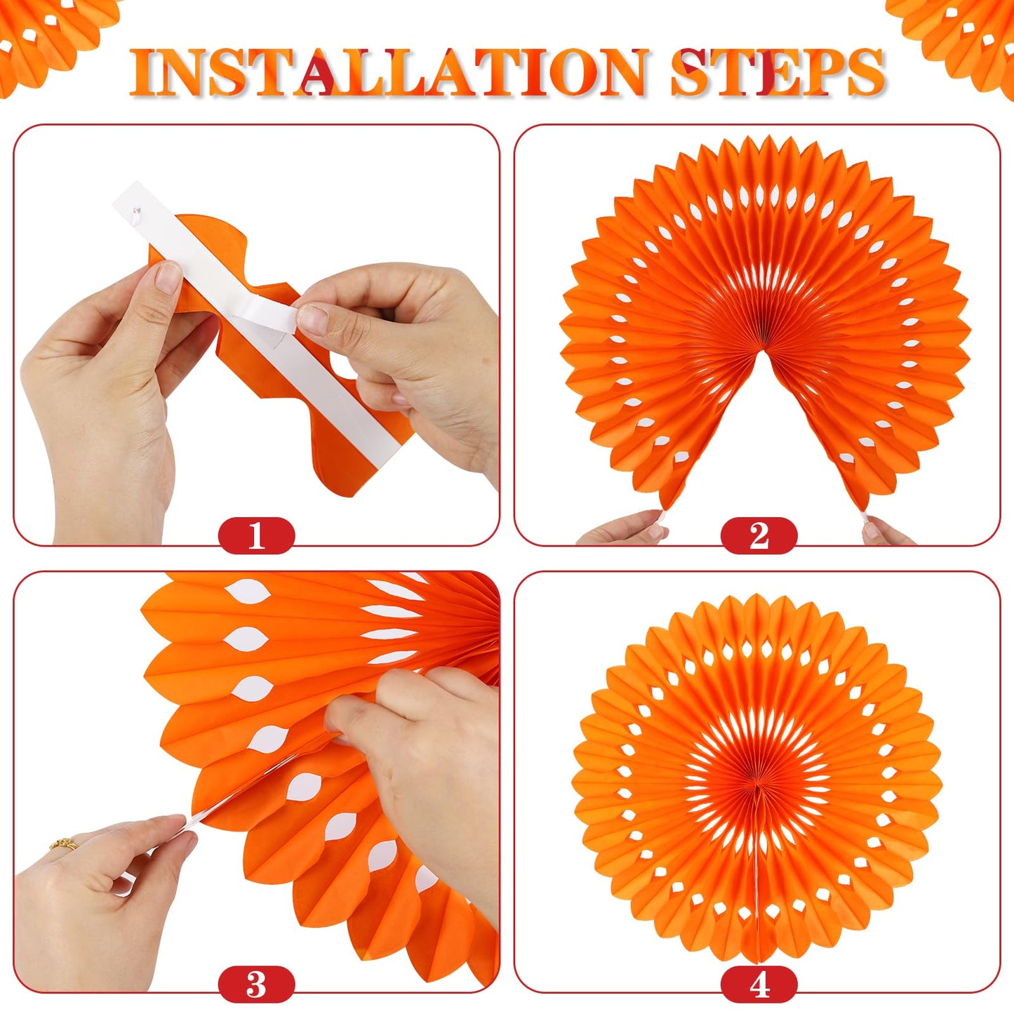 BestoFun 12PCS Paper Fans Mexican Party Decorations Colorful Paper Fans Tissue Paper Flowers