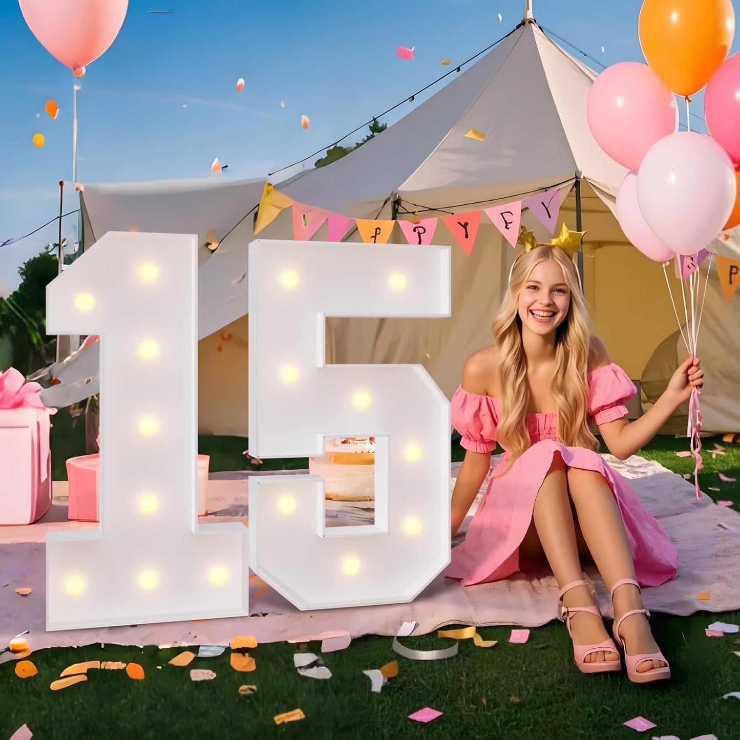 imprsv 3FT Light Up Numbers, Marquee Numbers 5 for Birthday and Anniversary Party Decorations, Large Light Up 5, Pre-Cut Foam Board Kit