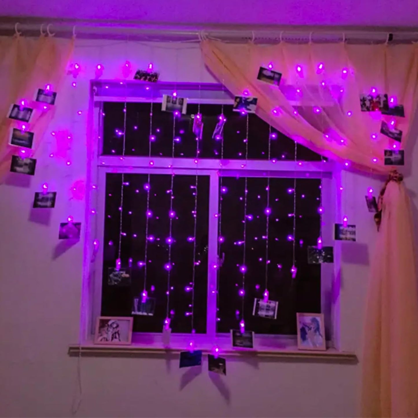 Purple String Lights, 33ft 100 LED 8 Modes Clear Wire Plug in Christmas Easter Tree Decorative Light for Wedding Birthday Party Window Bedroom Hanging Decorations