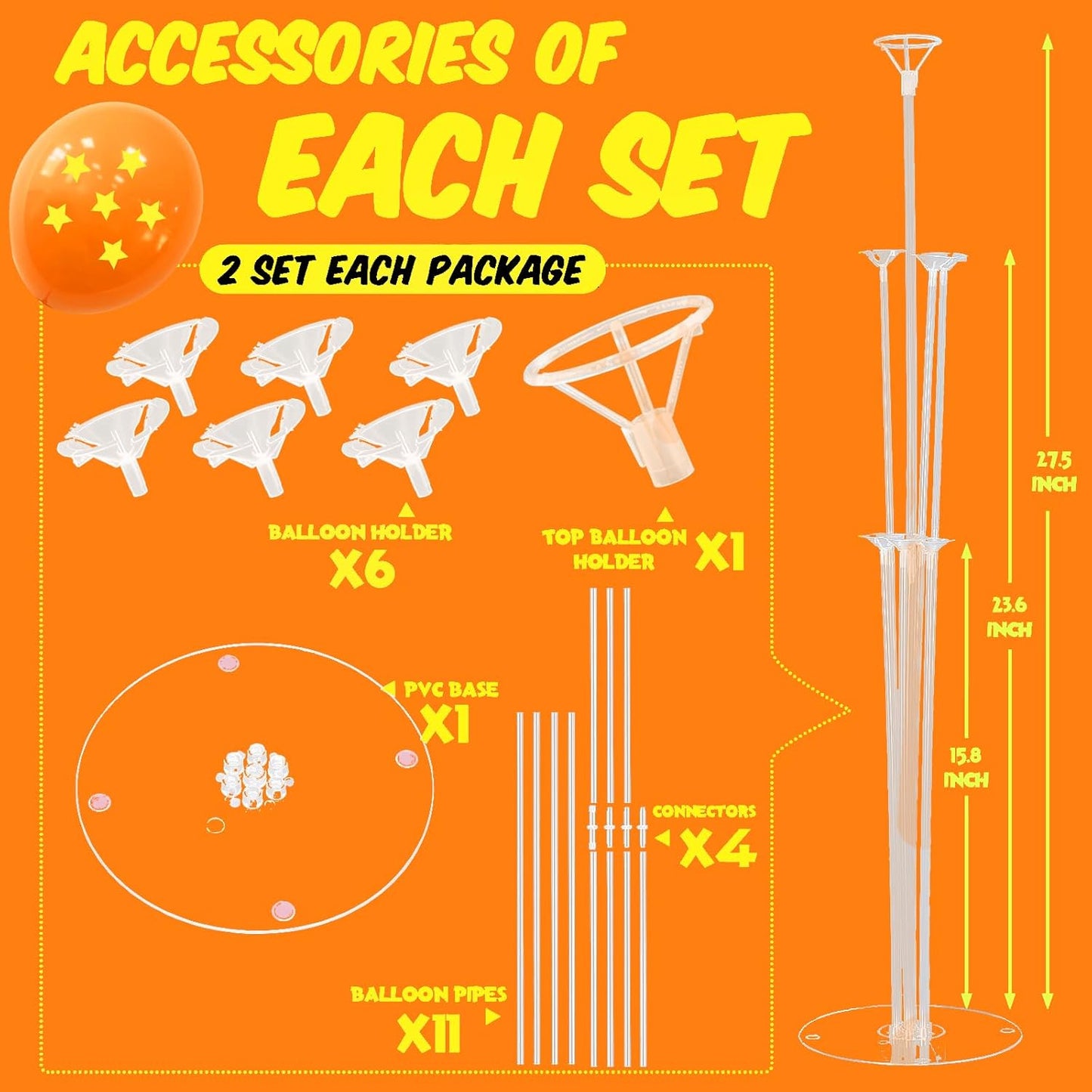 Party Balloons Stand Kit Foil Balloons Themed Party Balloon Centerpiece for Tables Birthday Party Decorations