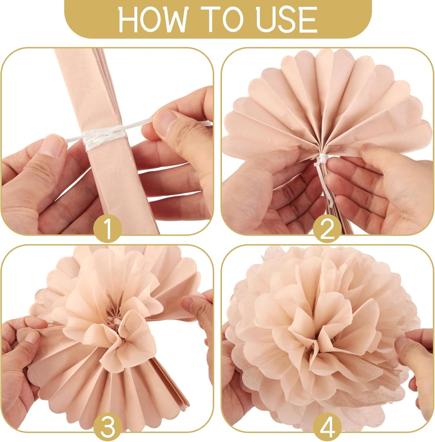 EASY JOY Boho Tissue Pom Poms Paper Flowers Hanging Decorations Brown Beige Party Decor for Bridal Shower Decorations Autumn Home Decor Baby Shower Wedding Nursery Birthday Backdrop 15PCS