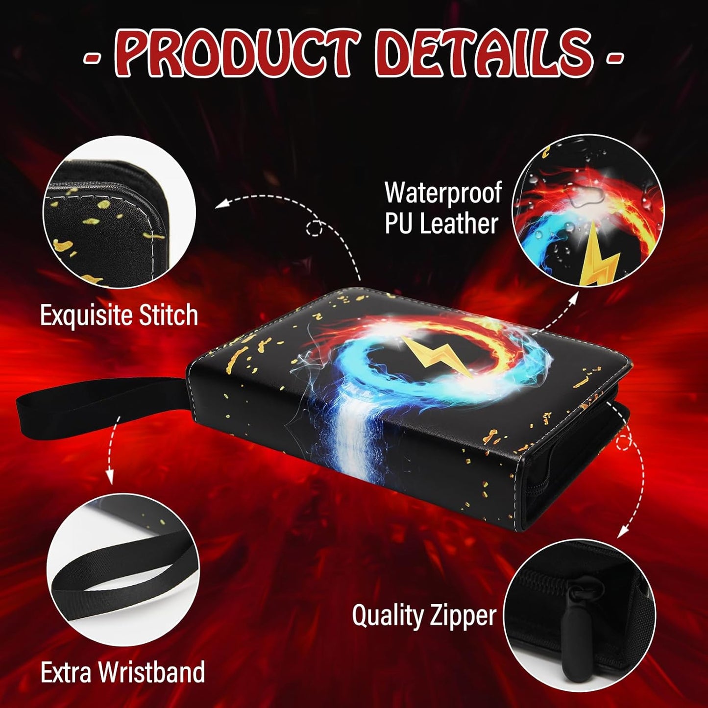 Madrigal Trading Card Binder 4 Pocket,400 Pockets Card Holder with 50 Removable Sleeves,Trading Card Albums for Game Cards,Premium Card Book, Game Cards & Sports Cards Black