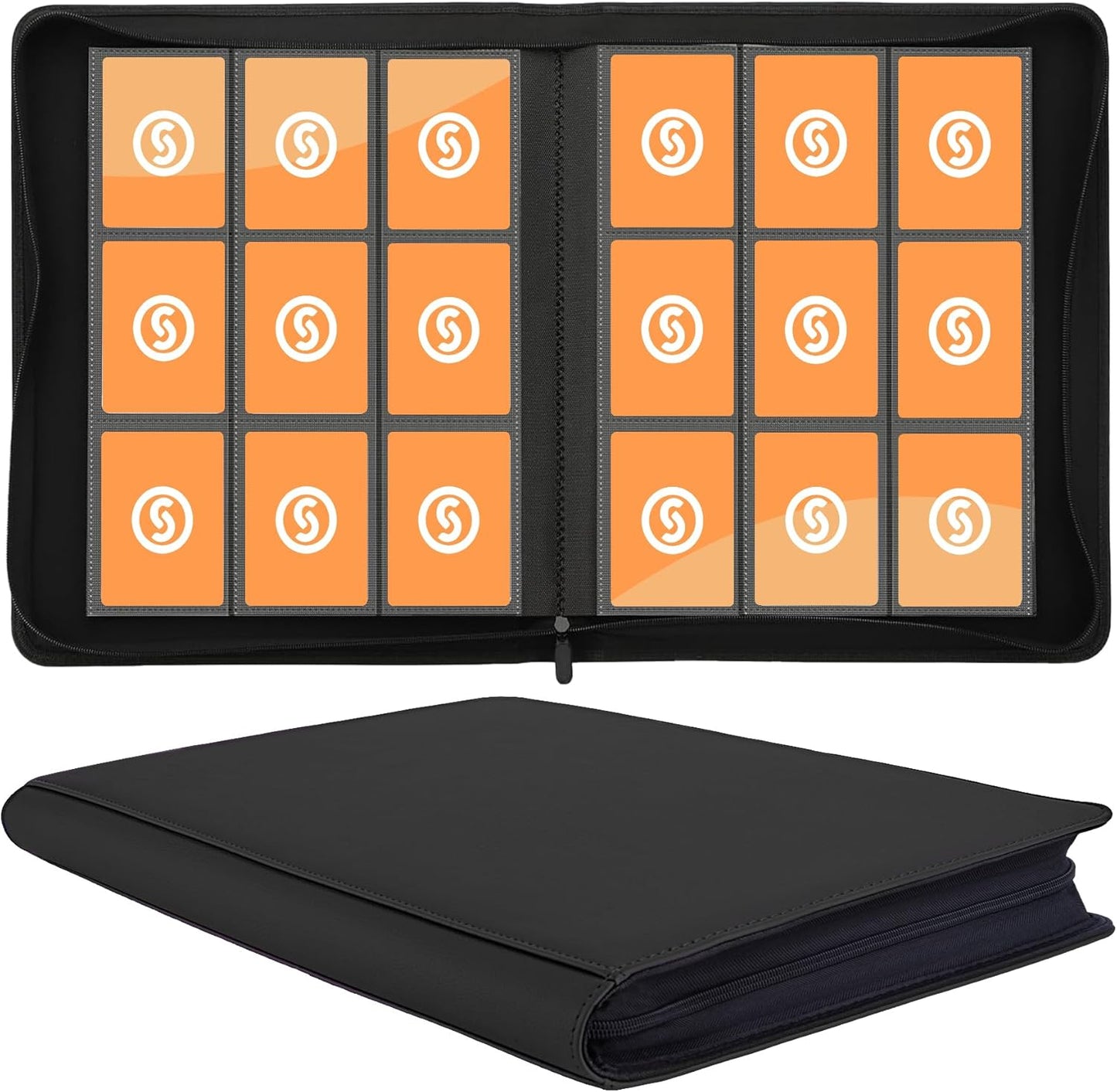 Card Binder 9 Pocket for 360 Cards - Premium Trading Card Binder with Sleeves Protection, Side Loading Card Collection Binder for TCG, MTG, YGO, One Piece Collectible Cards (Black)