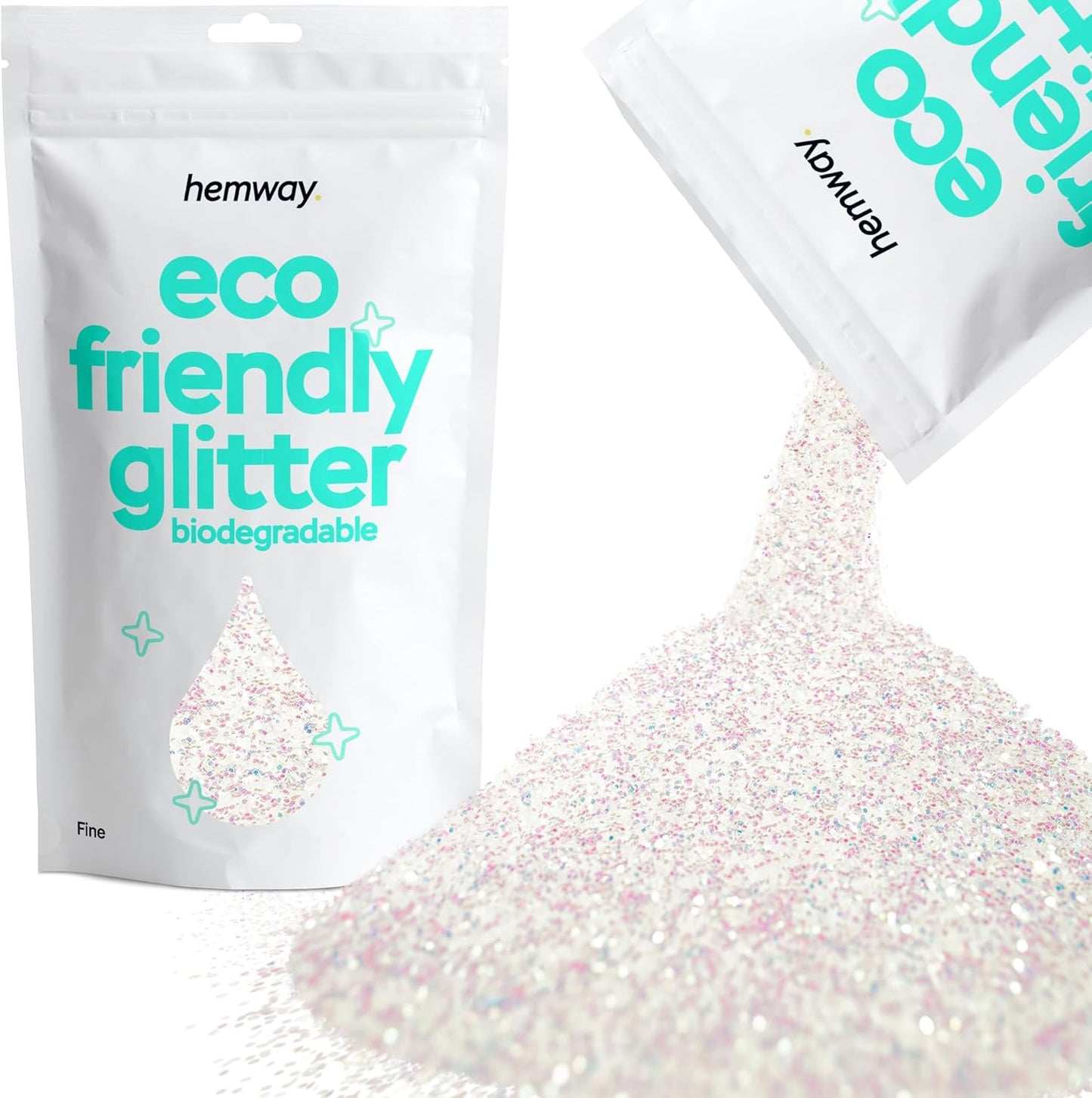 Hemway Biodegradable Glitter Eco Friendly - 100g/3.5oz Bio Cosmetic Safe Sparkle Vegan for Face Eyeshadow Body Hair Festival Makeup Craft - Fine (1/64" 0.015" 0.4mm) - Mother of Pearl Iridescent