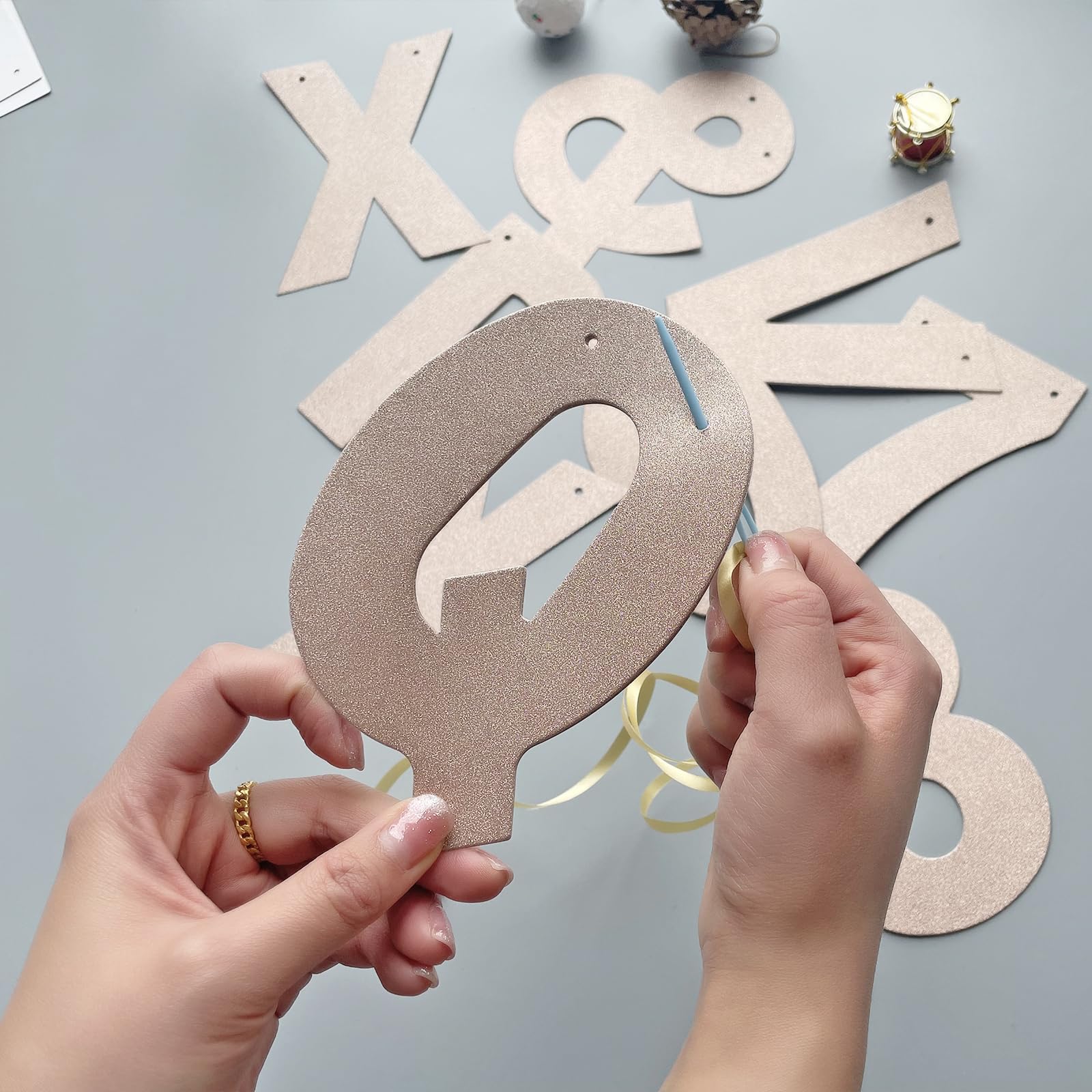 116 Pcs DIY Glitter Customizable Banner Kit Custom Banner Including 111 Letters and Numbers 3 Rope