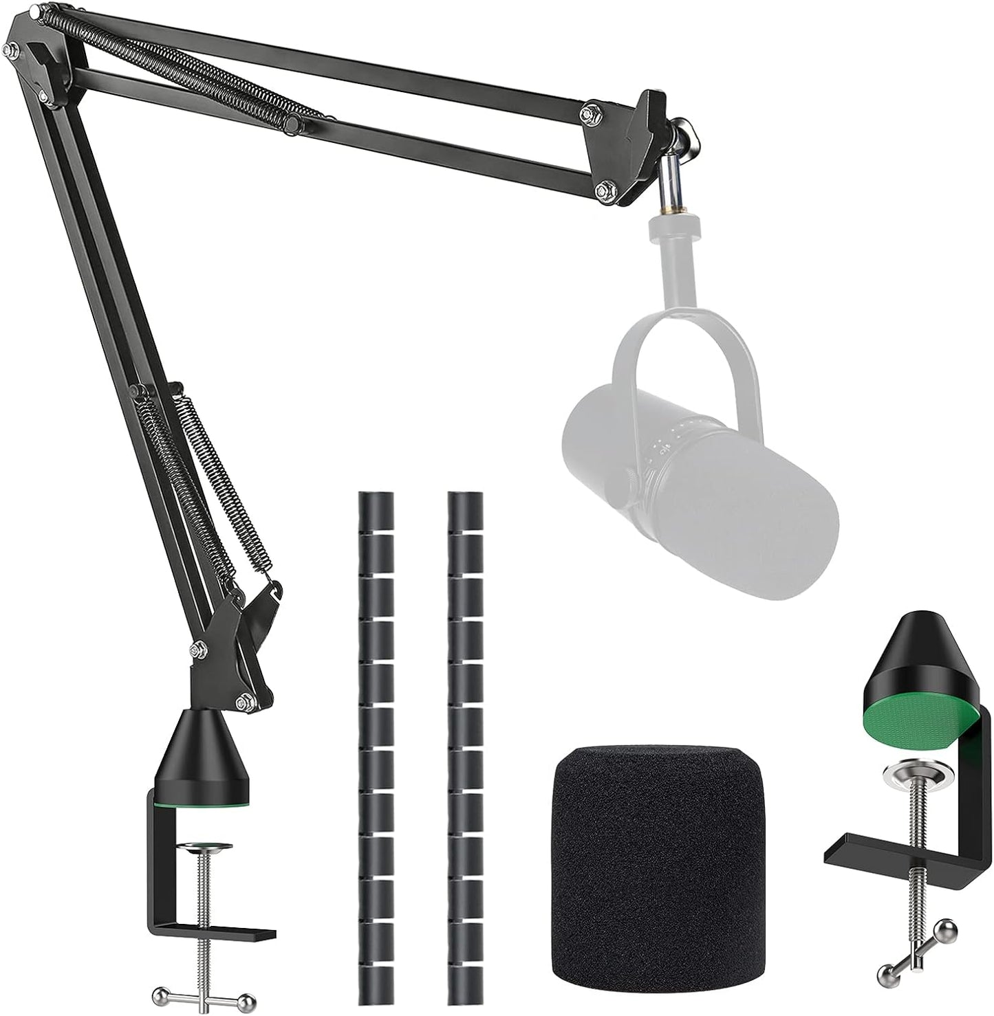 MV7 MV7X MV7+ Boom Arm - Mic Arm with Foam Cover Windscreen Compatible with Shure MV7 and Shure MV7X and Shure MV7+ Microphone with Pop Filter and 2 Cable sleeves by YOUSHARES