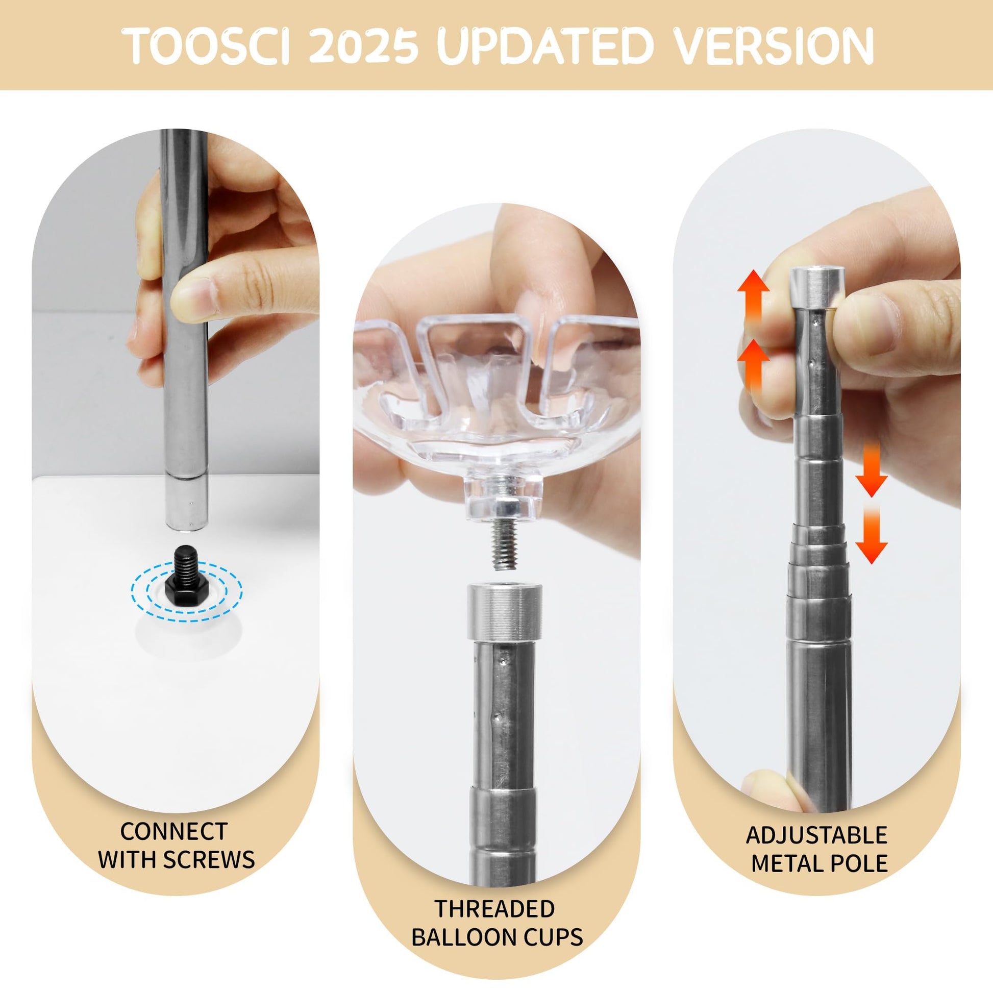 Toosci 2 Sets Balloon Column Stand Kit with Reusable Metal Telescopic