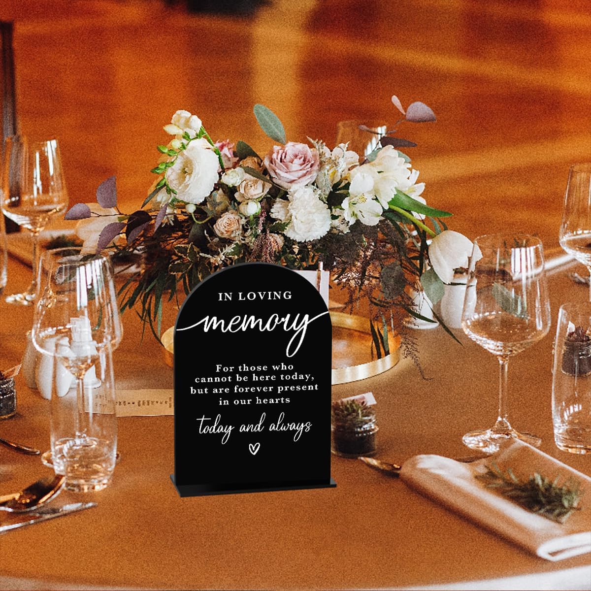 In Loving Memory Acrylic Wedding Sign Memory Table Sign for Wedding Wedding Signs for Ceremony Modern Calligraphy Arch Acrylic Table Top Sign for Wedding Reception and Event Party Table(black)