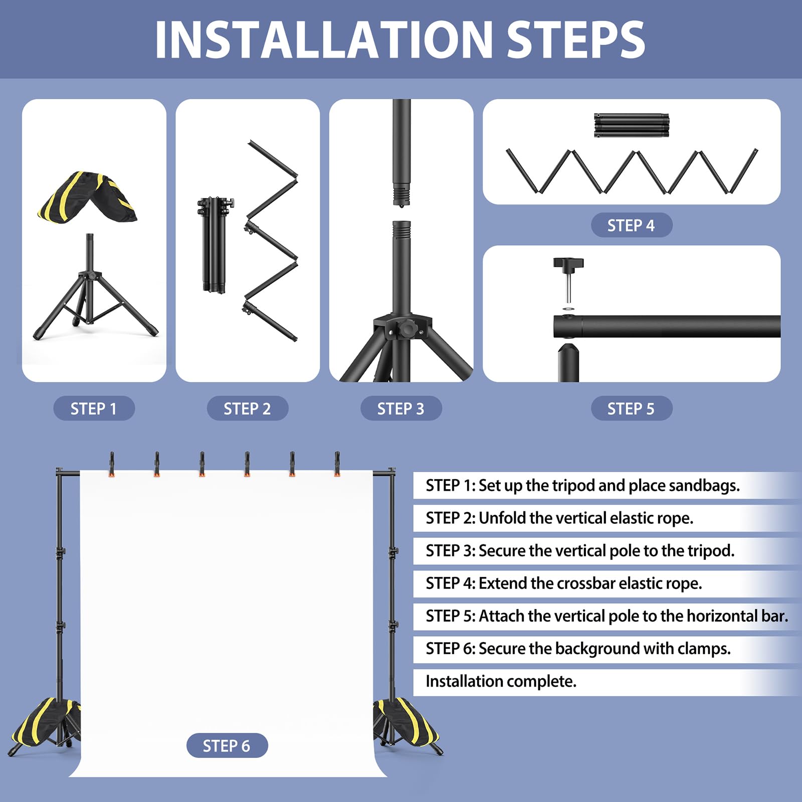 Backdrop Stand 10x7.5ft, Height Adjustable and Width Adjustable Backdrop Stand, Back Drop Stand for