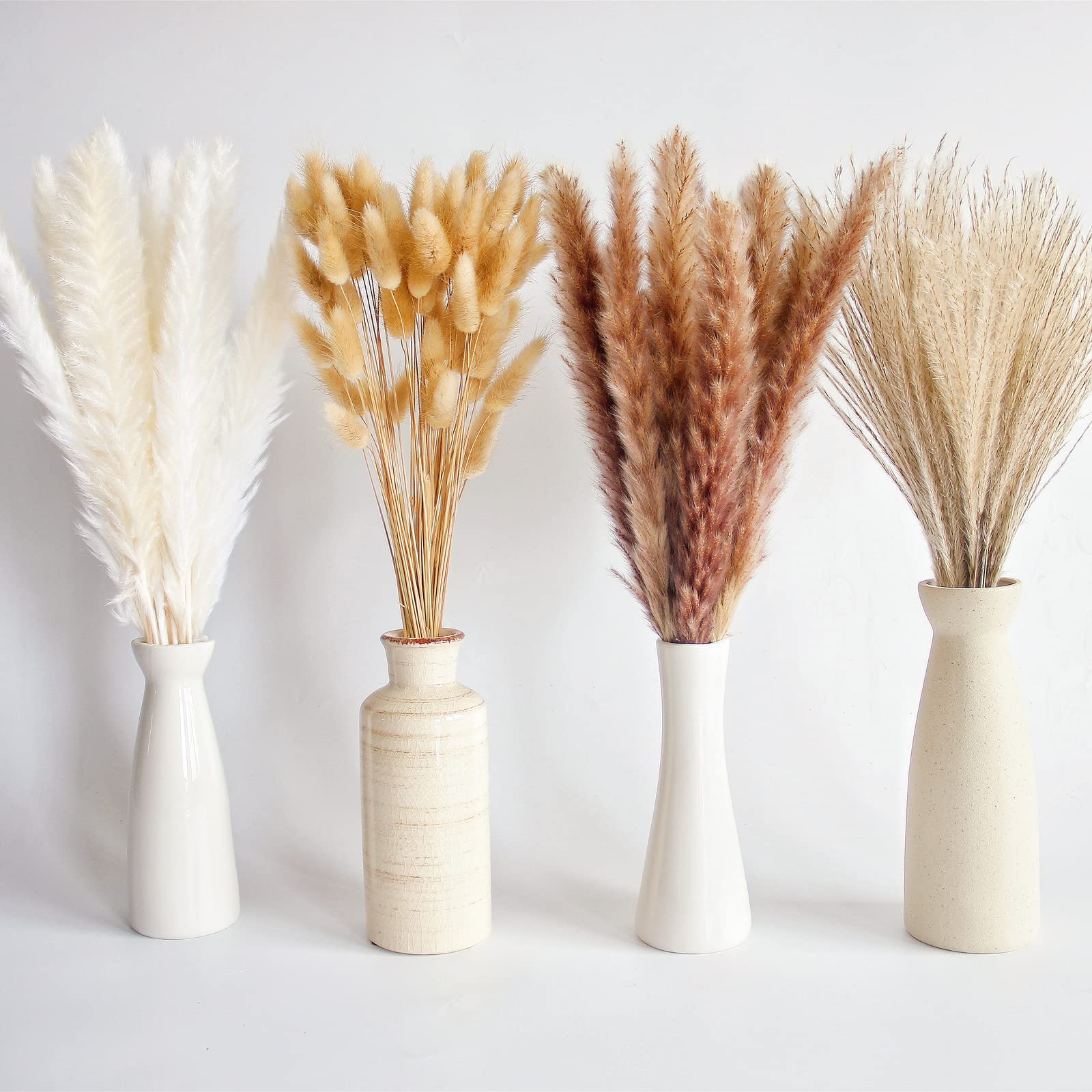 100 PCS Small Boho Pampas Grass, 17" Naturally Dried Pompas, Pampas Grass Decor for Wedding , Boho