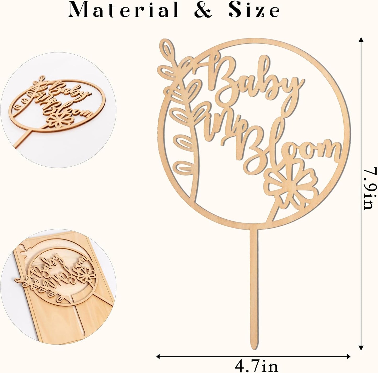 Baby In Bloom Cake Topper - Baby Shower Party Supplies,Pregnancy Reveal Cake Topper,Gender Reveal Decor