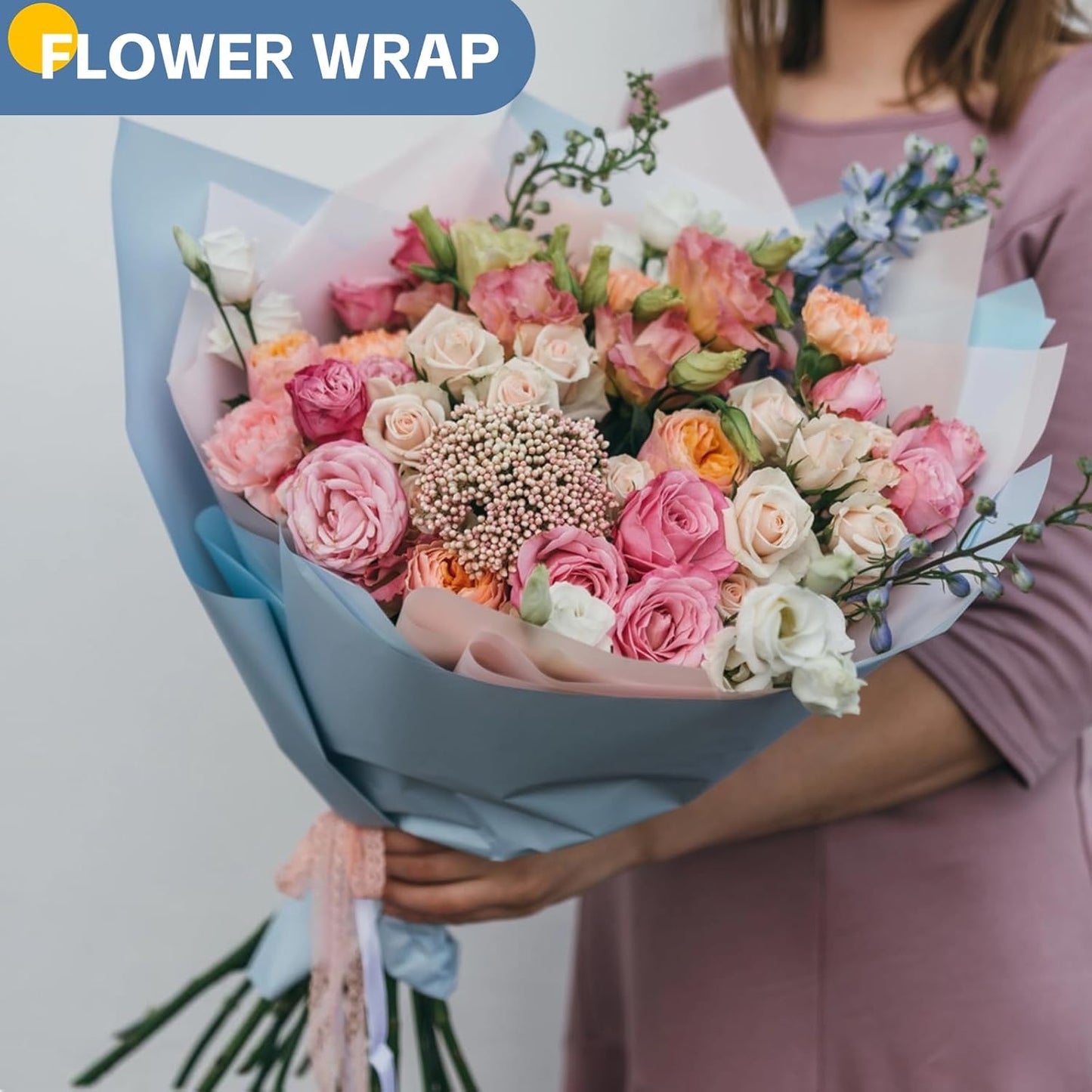 Light Blue Wrapping Paper 15"x450", Blue Kraft Paper Roll for Baby Shower, Wedding, Father?™s Day, Birthday, Bouquet Flower Gift Wrap, Solid Color Blue Craft Paper Bulletin Board Paper