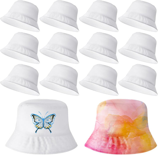 DIY Kid Bucket Hat White Creative Painting Blank Cap Bulk Cotton Polyester Sun Hat Sport Birthday Party Craft
