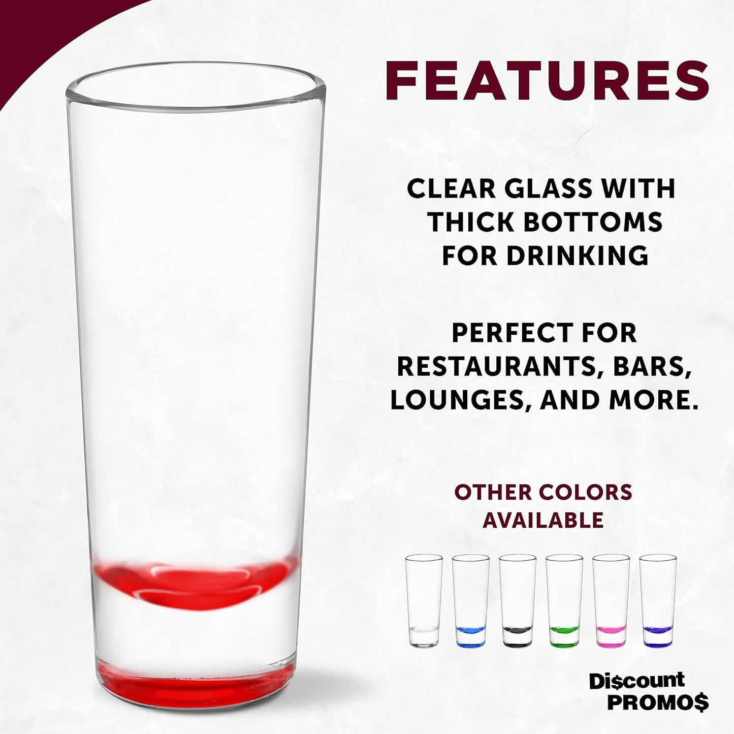 DISCOUNT PROMOS Cordial Shooter Shot Glasses 2 oz. Set of 10, Bulk Pack - Great for Birthdays, Parties, Indoor & Outdoor Events - Red