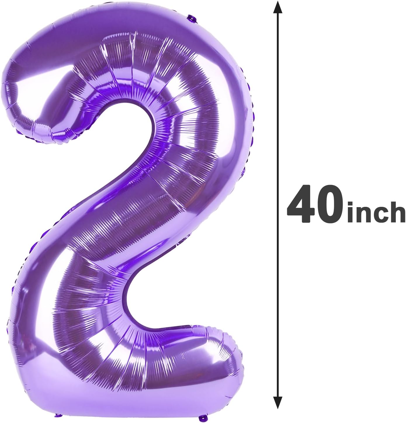 Giant Purple Number 2 Balloon Number 40 Inch, 2025 Number Balloons 2 Birthday Supplies, 2nd 12 22 32 62 Year Old Birthday Party Celebration, Second Purple Balloons Graduations Anniversary Decorations