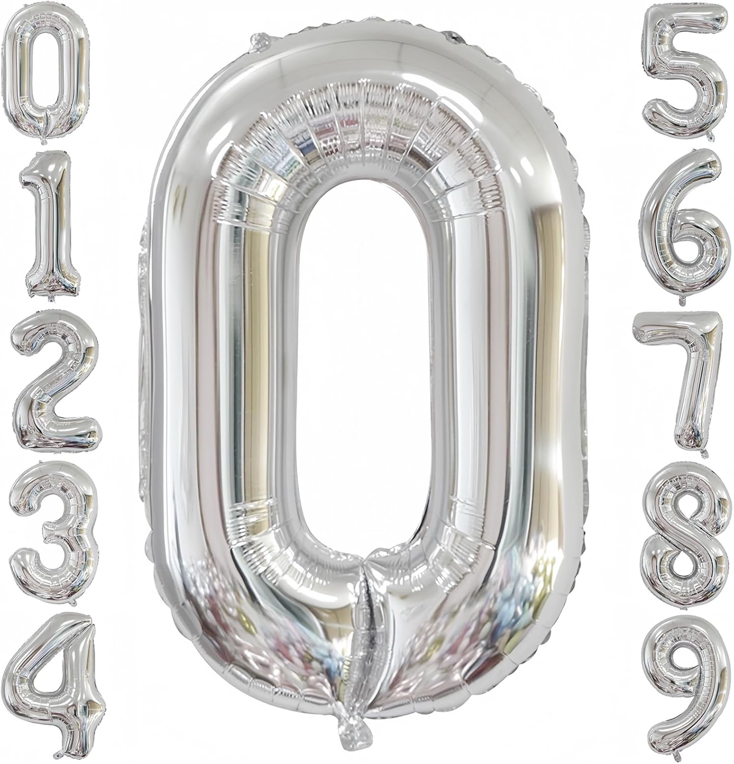 Silver 0 Balloon,40 Inch Number 0 Balloon,Birthday Balloon Decorations,Helium Silver 0 Balloon Number for Birthday Party Decorations