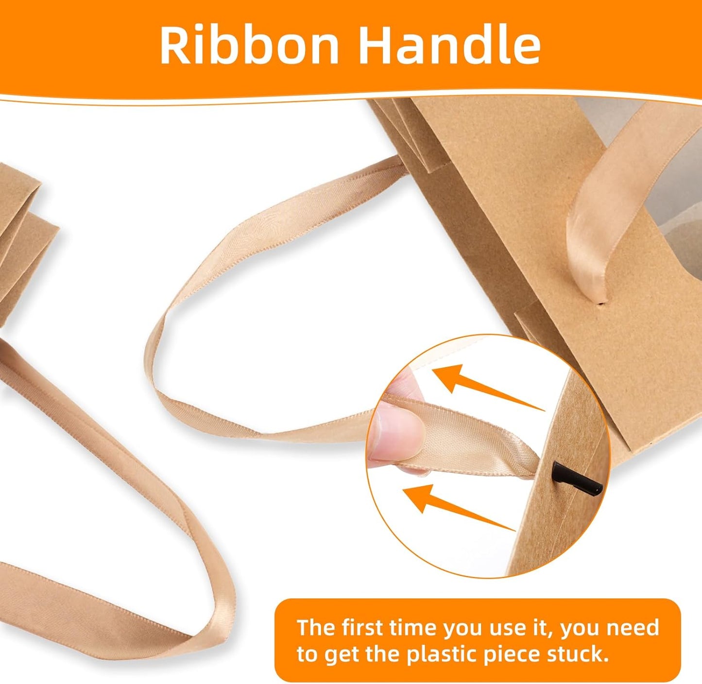 MOXARYSU 6 Pcs Brown Gift Bags with Clear Window: 9.8x5.1x7.1 Inch Medium Kraft Paper Bags with Handle For Party Business Birthday Wedding