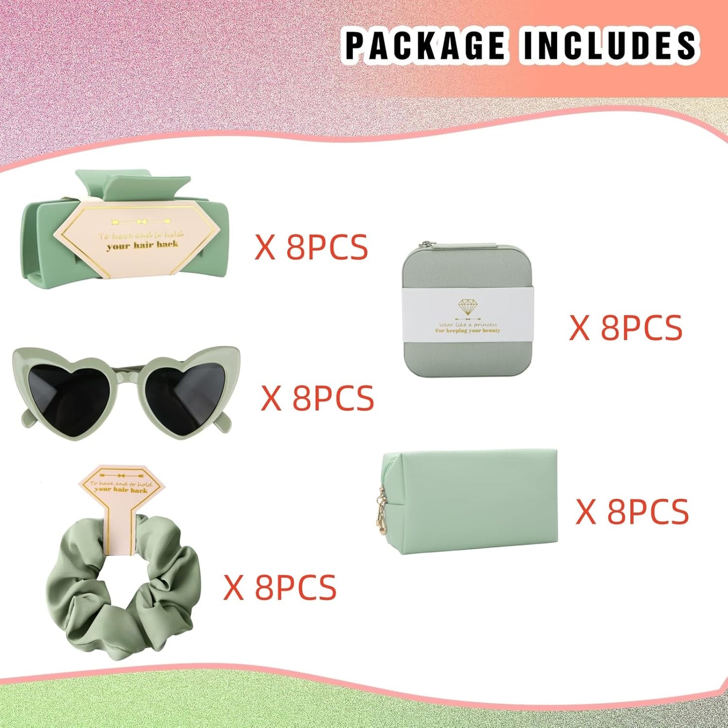 Bridesmaid Scrunchies Proposal Gifts Bachelorette Hair Claws Clips Girls heart sunglasses for Wedding Party Favors (40pcs Black box)