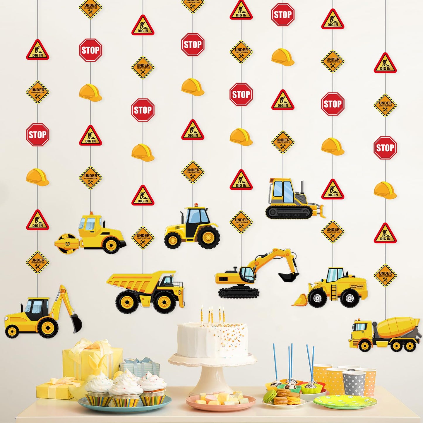 Faccito 8 Packs Back to School Construction decor Traffic Garland Banner