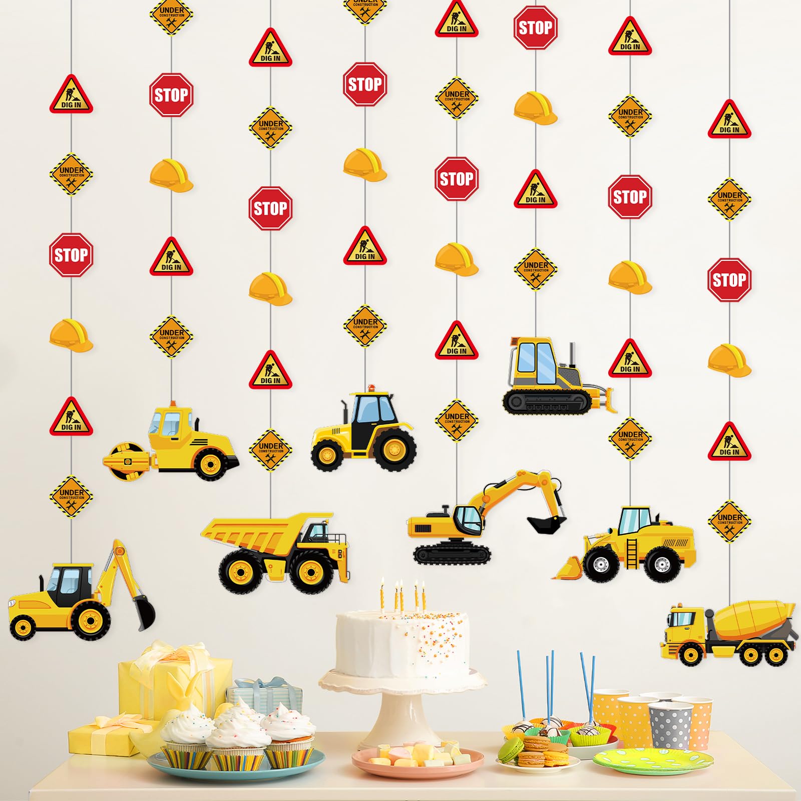 Faccito 8 Packs Back to School Construction decor Traffic Garland Banner