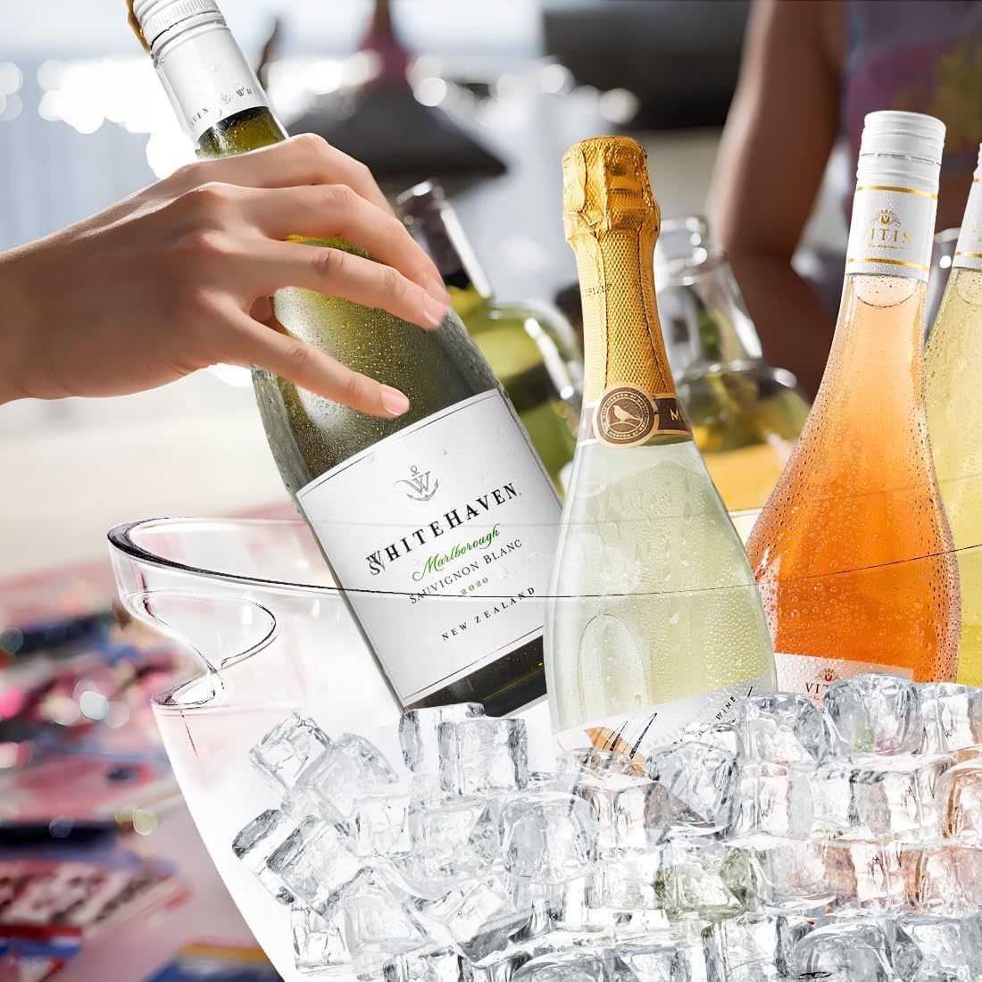 Ice Buckets for Parties, Ice Bucket 2 Pcs Acrylic Champagne Beverage with 2 Ice Bucket Scoop for Champagne Beer Sparkling Wine Cocktails 5L (Clear)