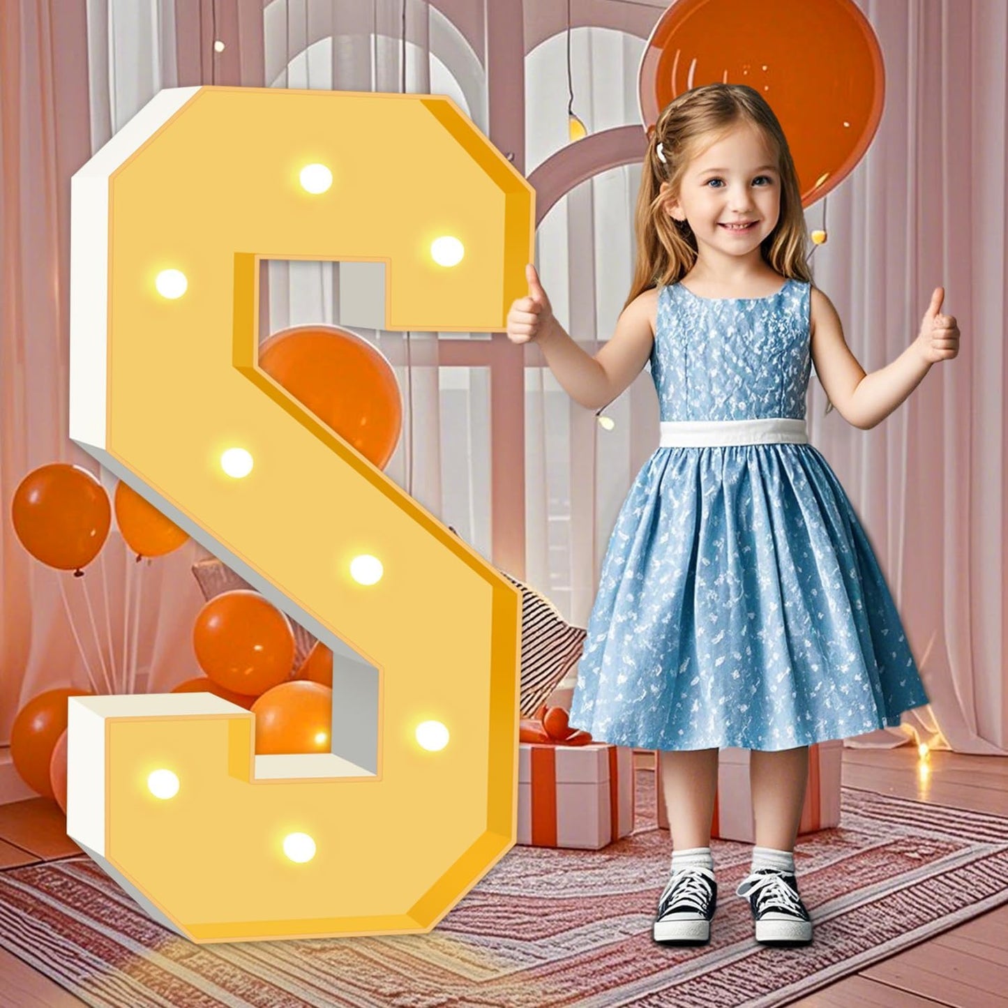 Marquee Light Up Letter S, Light Up Letters Art Craft Kit for Party Decorations, 3FT White Foam Board Letters for Baby Shower, Birthday, Wedding, Engagement Decorations