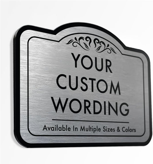 Custom Outdoor Decorative Metal Signs, Personalized Aluminum, Waterproof, Design 1, Metallic Silver, 30x24 In