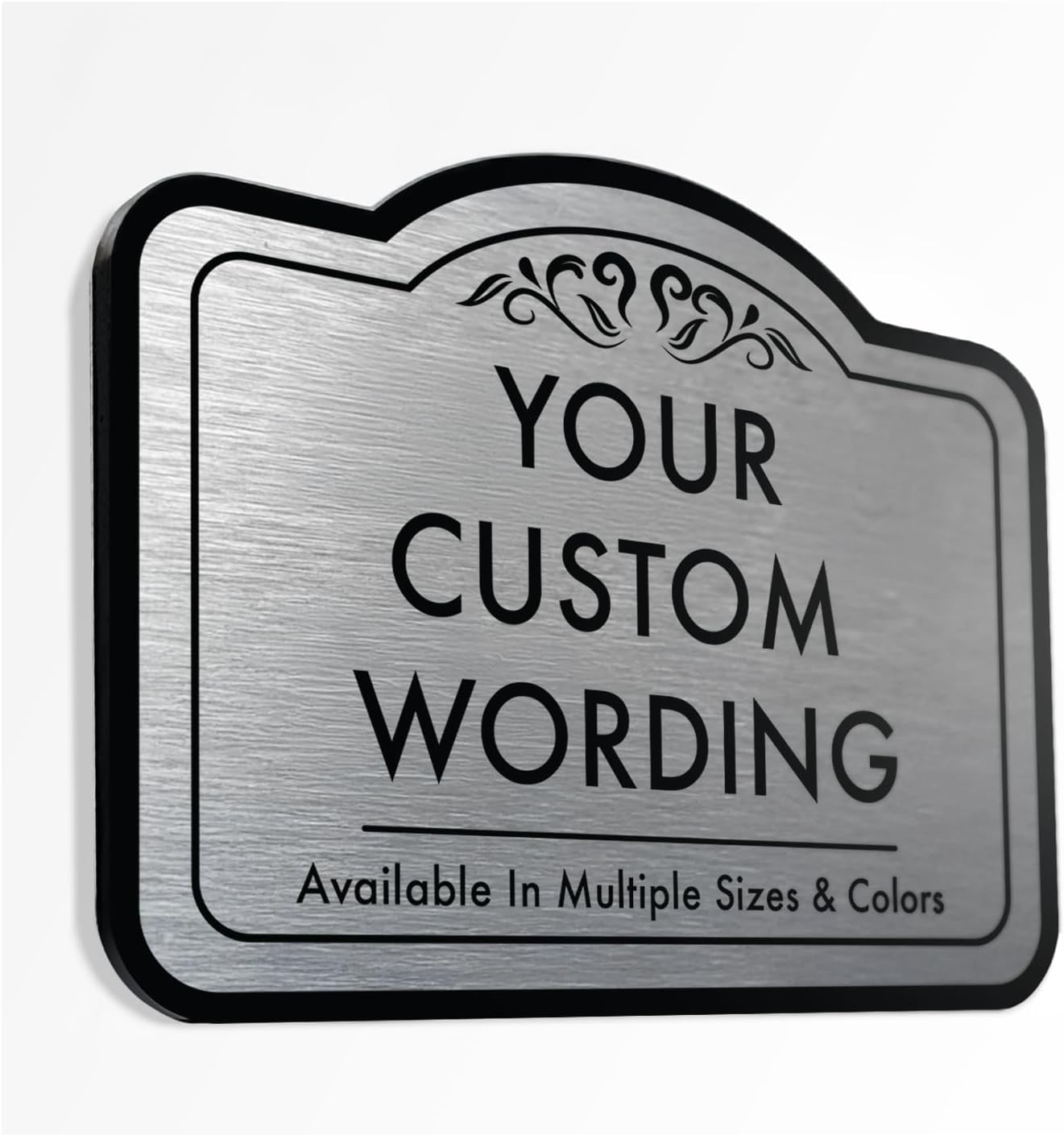 Custom Decorative Outdoor Metal Sign - Personalized Aluminum Driveway Sign, Waterproof, Made in USA - Design 1 Metallic Silver 18x12 In