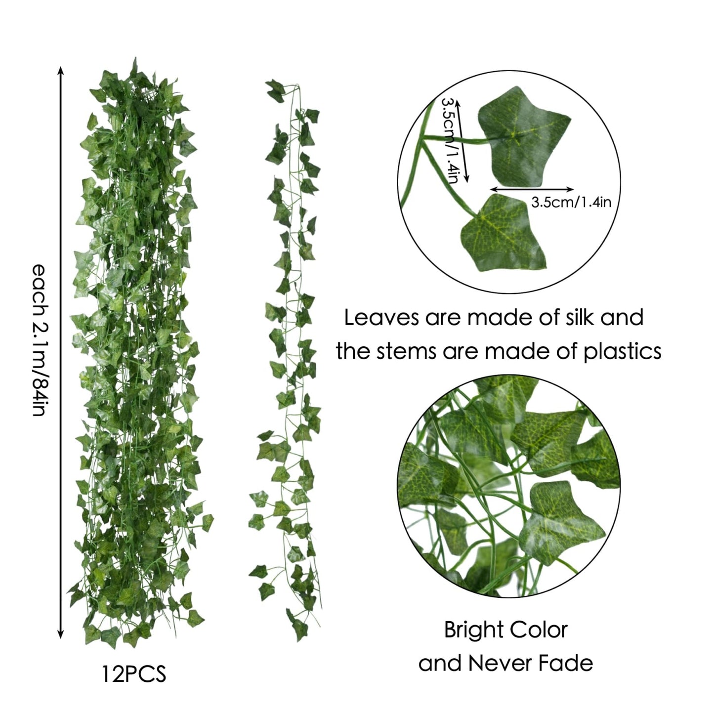 Freyalife Fake Vines for Room Decor(12 Pack 84 Feet) Aesthetic Artificial Plant Ivy Leaves Hanging
