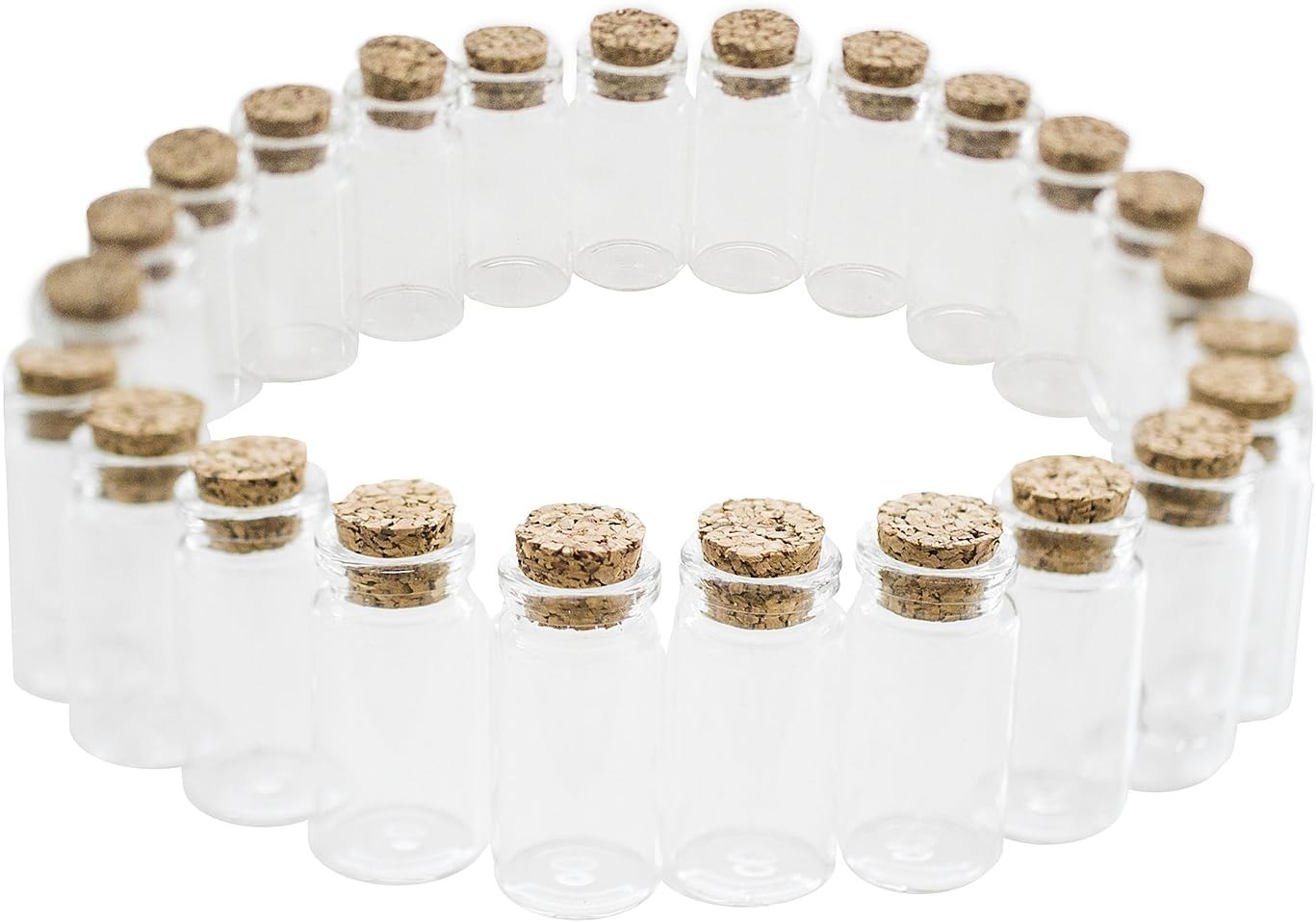 Super Z Outlet Mini Clear Glass Jars Bottles with Cork Stoppers for Arts & Crafts, Projects, Decoration, Party Favors - Size: 1-1/2" Tall X 3/4 Inches Diameter (24 Count)