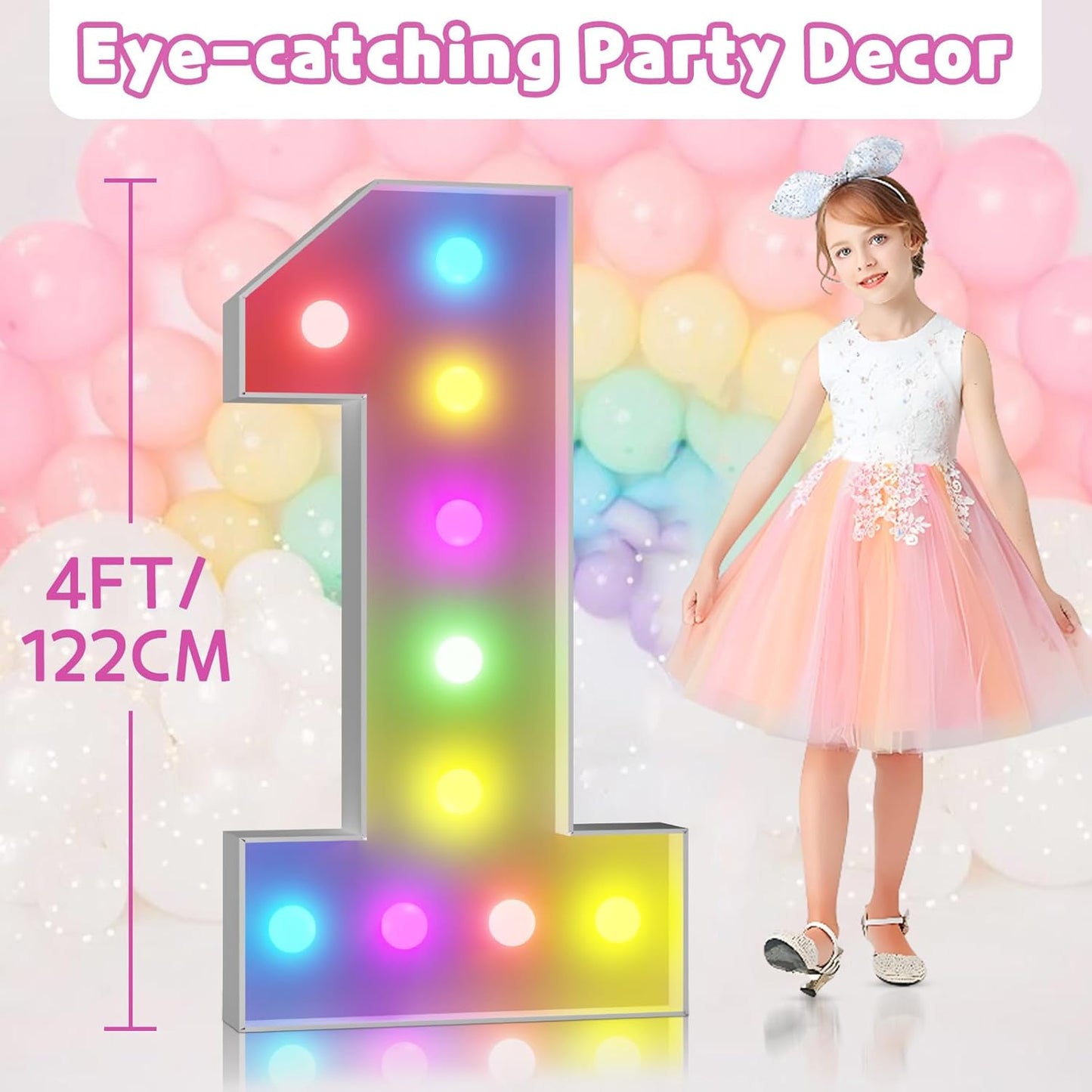 Marquee Numbers Colorful 60th-Birthday Decoration: 4FT Large Light Up 60 Year Old Birthday Decorations Anniversary Backdrop for Men Women Cardboard White Sign 18 Colors Number 60 Mosaic Balloon Frame