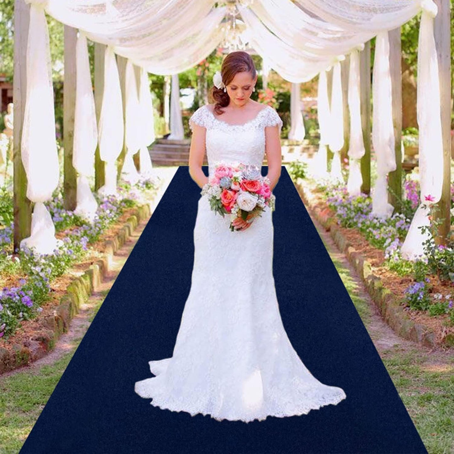 MODFUNS Navy Blue Aisle Runner for Wedding Velvet Aisle Runner Rug 4x30FT Event Carpet Runners Aisle Outdoor Party Runners Rug Aisle Floor Runnered Beach Runway for Celebration Prom Event Carpet