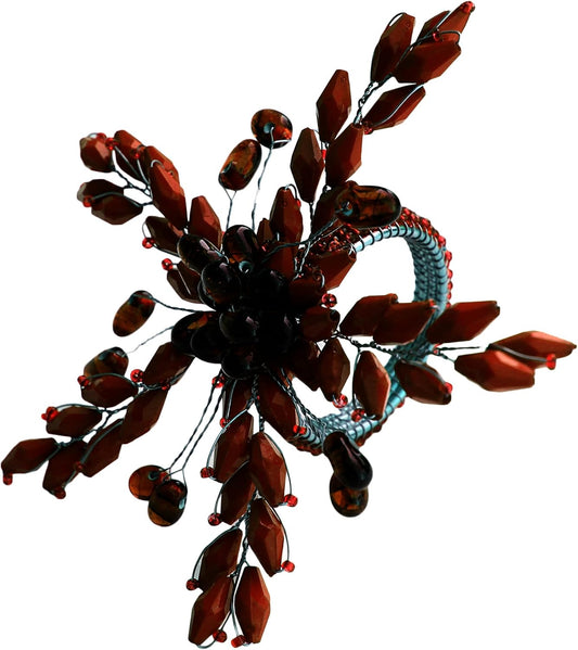 Napkin Rings Set of 12 for Dining Table Decoration Parties Everyday Metal Napkin Holder Leaf Wine (Pack of 12)