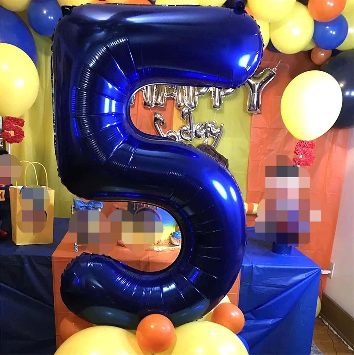 Navy Blue 5 Balloons, 40" Giant Helium Foil Number 0-9 Dark Blue Birthday Balloon for Boys, Self Inflating Digit 5 Balloons for Men Anniversary New Year Party Decorations Supplies